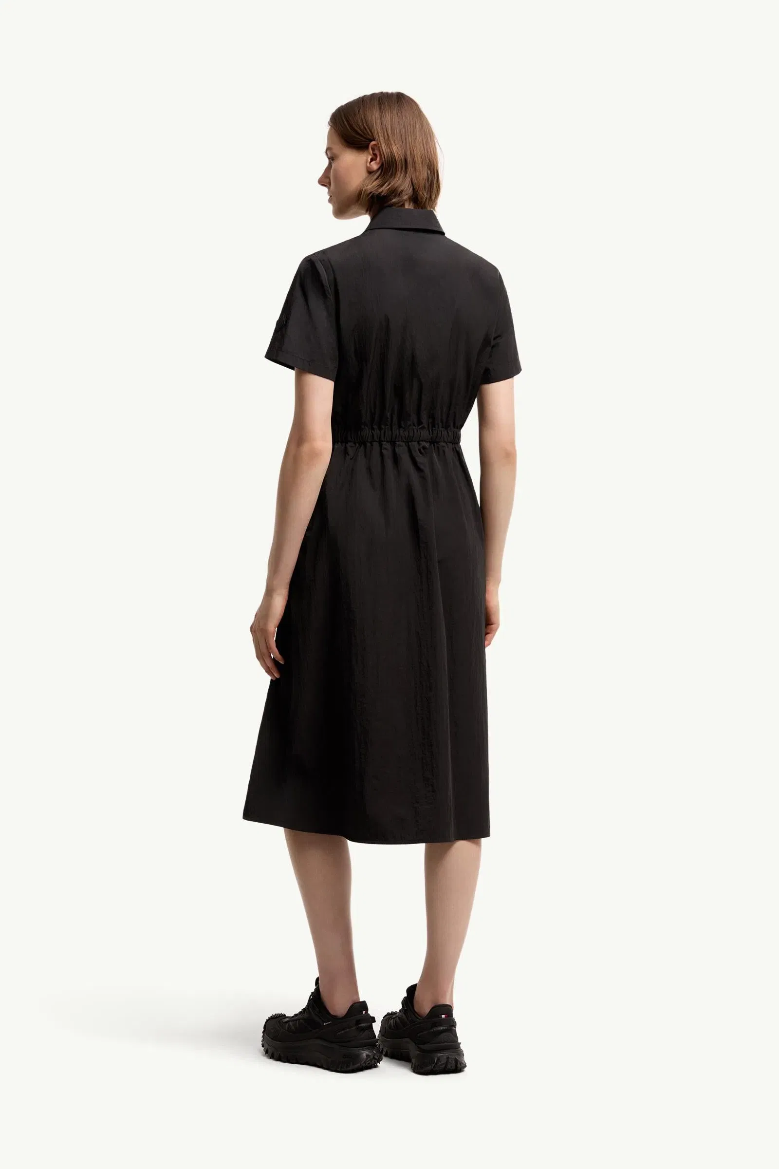 Moncler Pleated Mid-Length Shirt Dress Black Black
