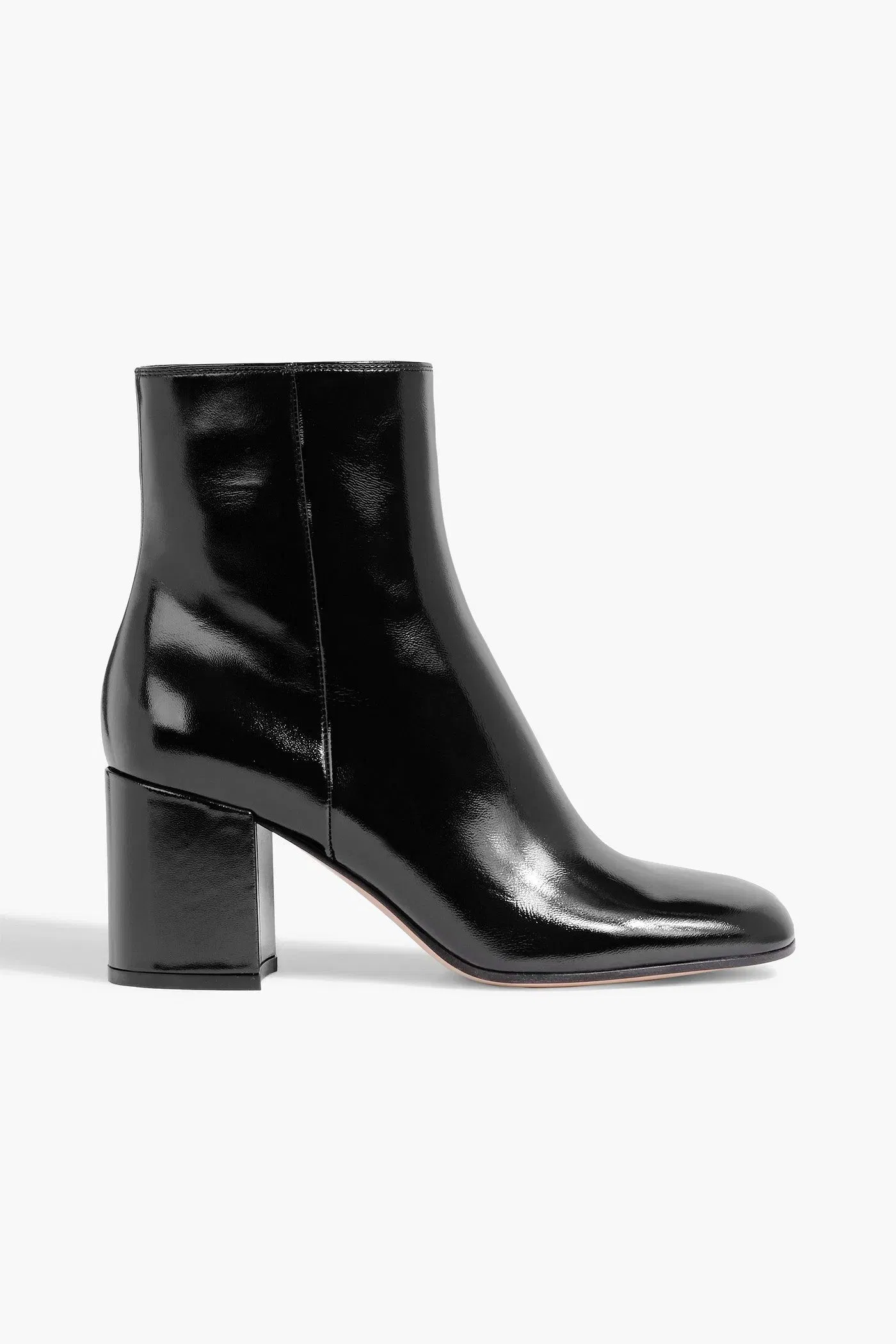 Gianvito Rossi Joelle Patent-Leather Ankle Boots Black Women's