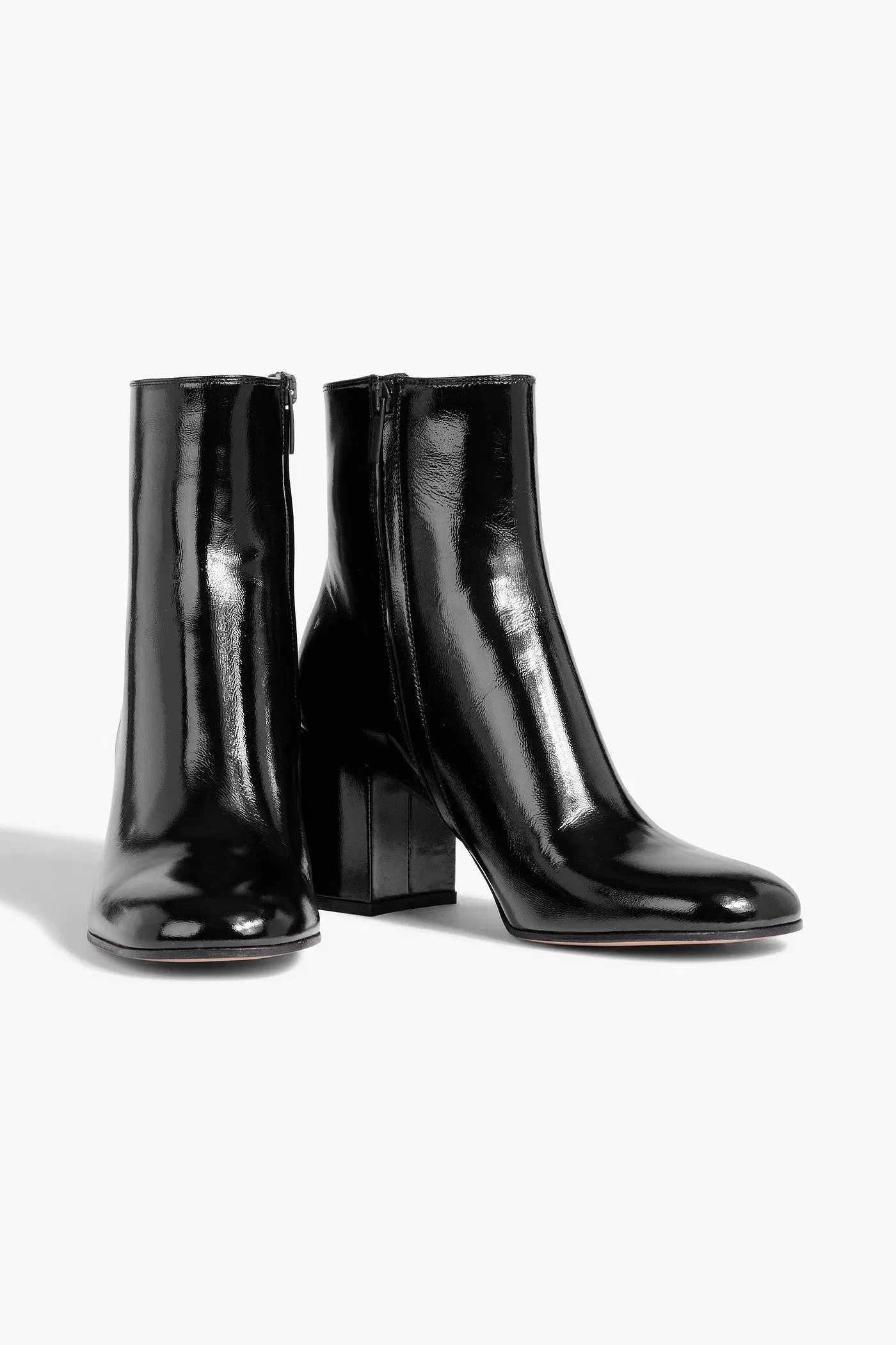 Gianvito Rossi Joelle Patent-Leather Ankle Boots Black Women's