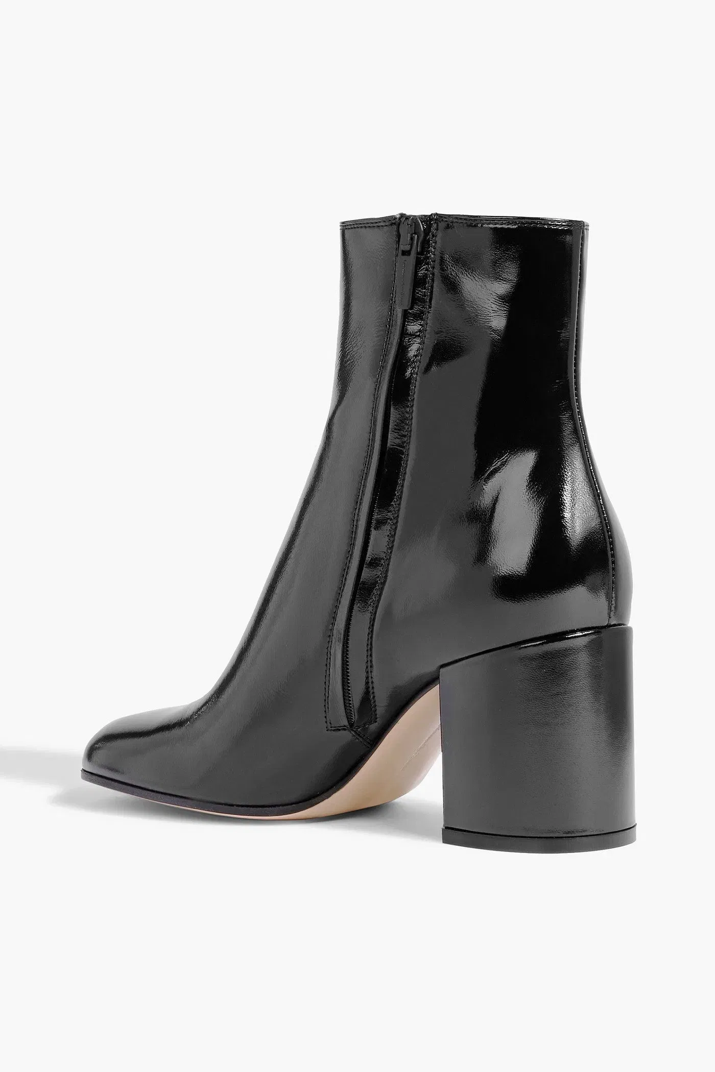 Gianvito Rossi Joelle Patent-Leather Ankle Boots Black Women's