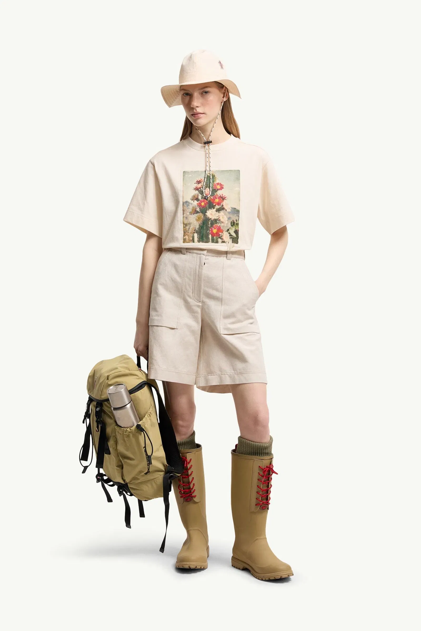 Moncler Landscape Print Cotton T-Shirt White White