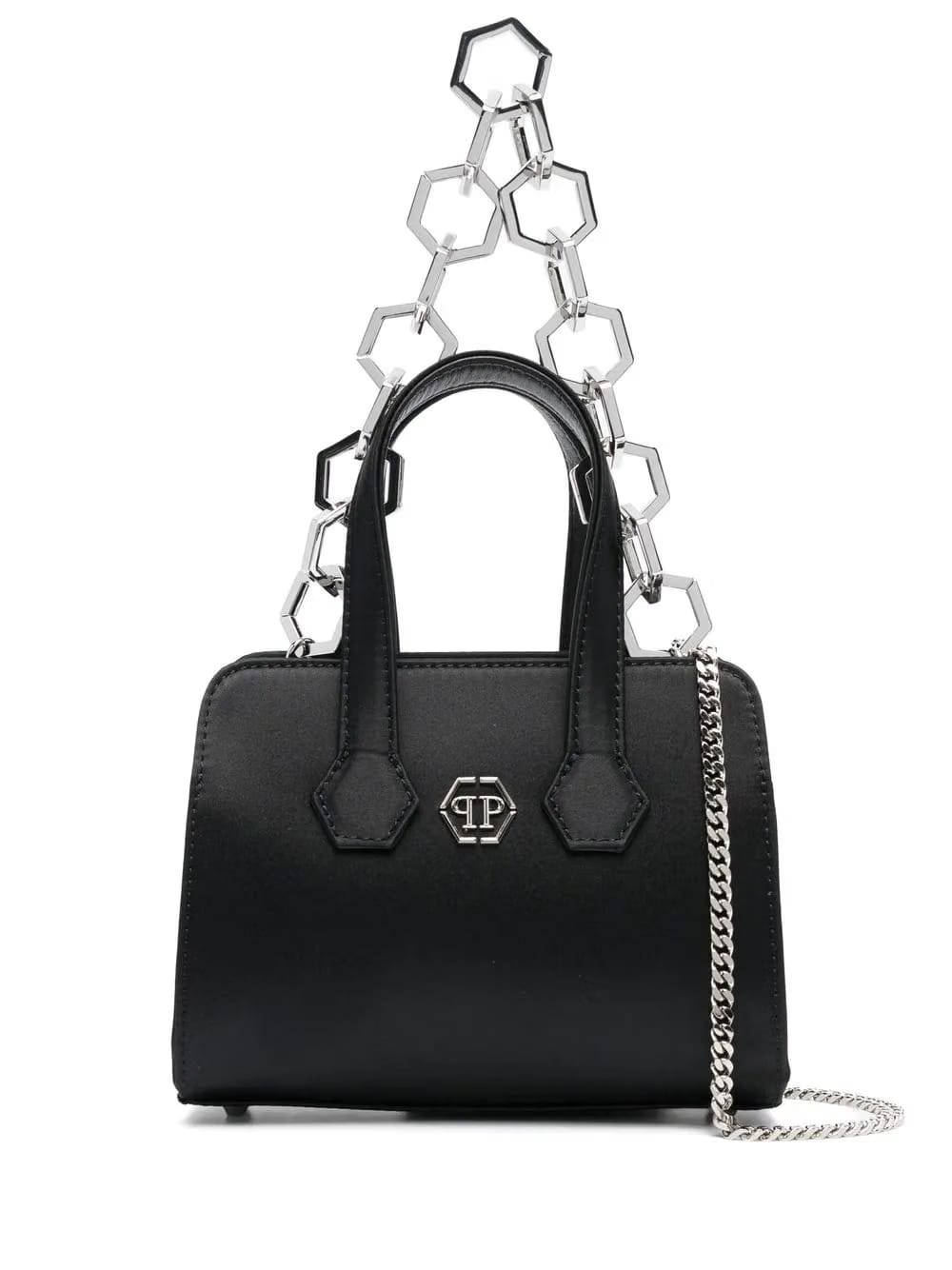 logo-plaque satin-finish tote bag