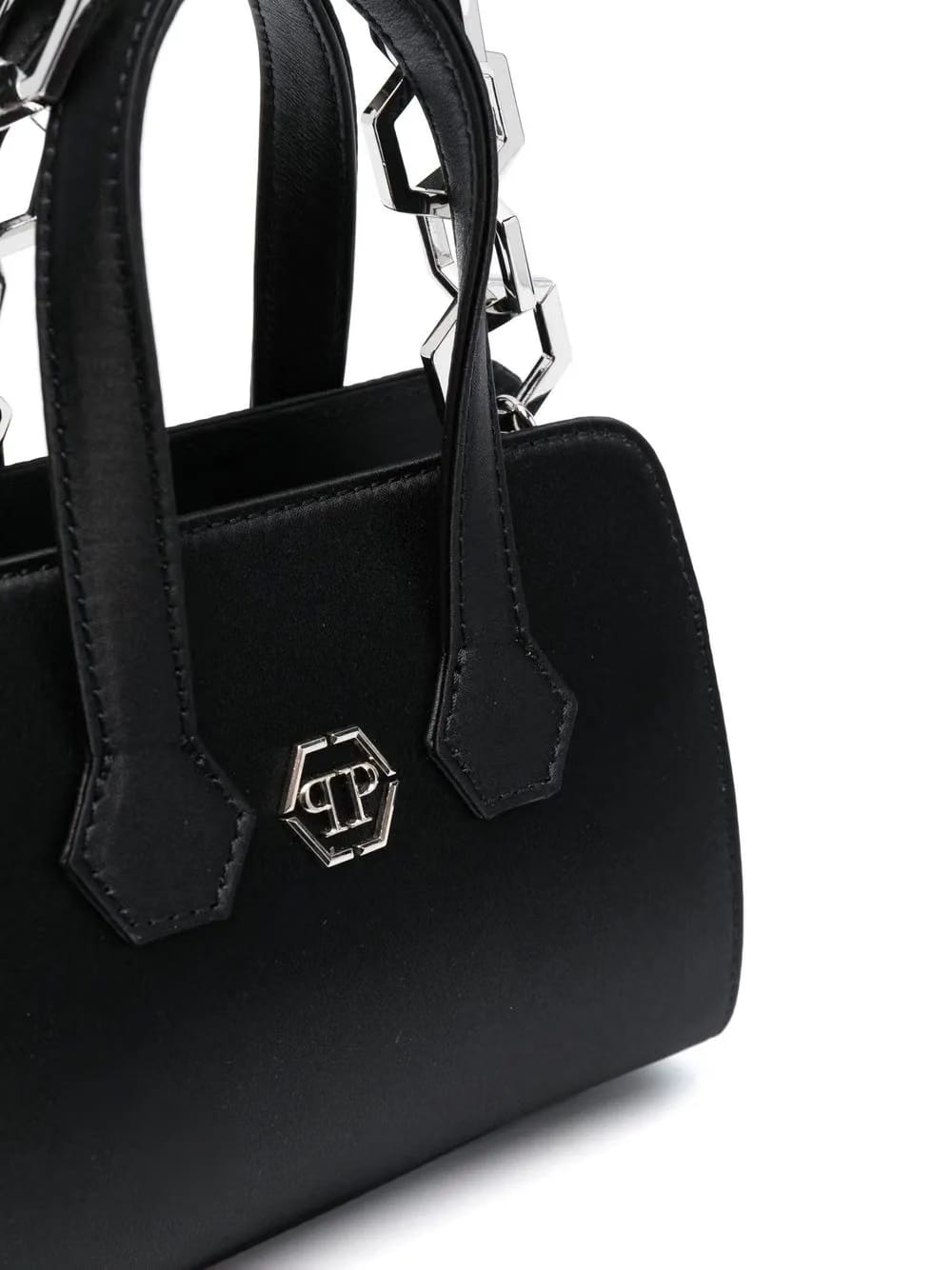 logo-plaque satin-finish tote bag
