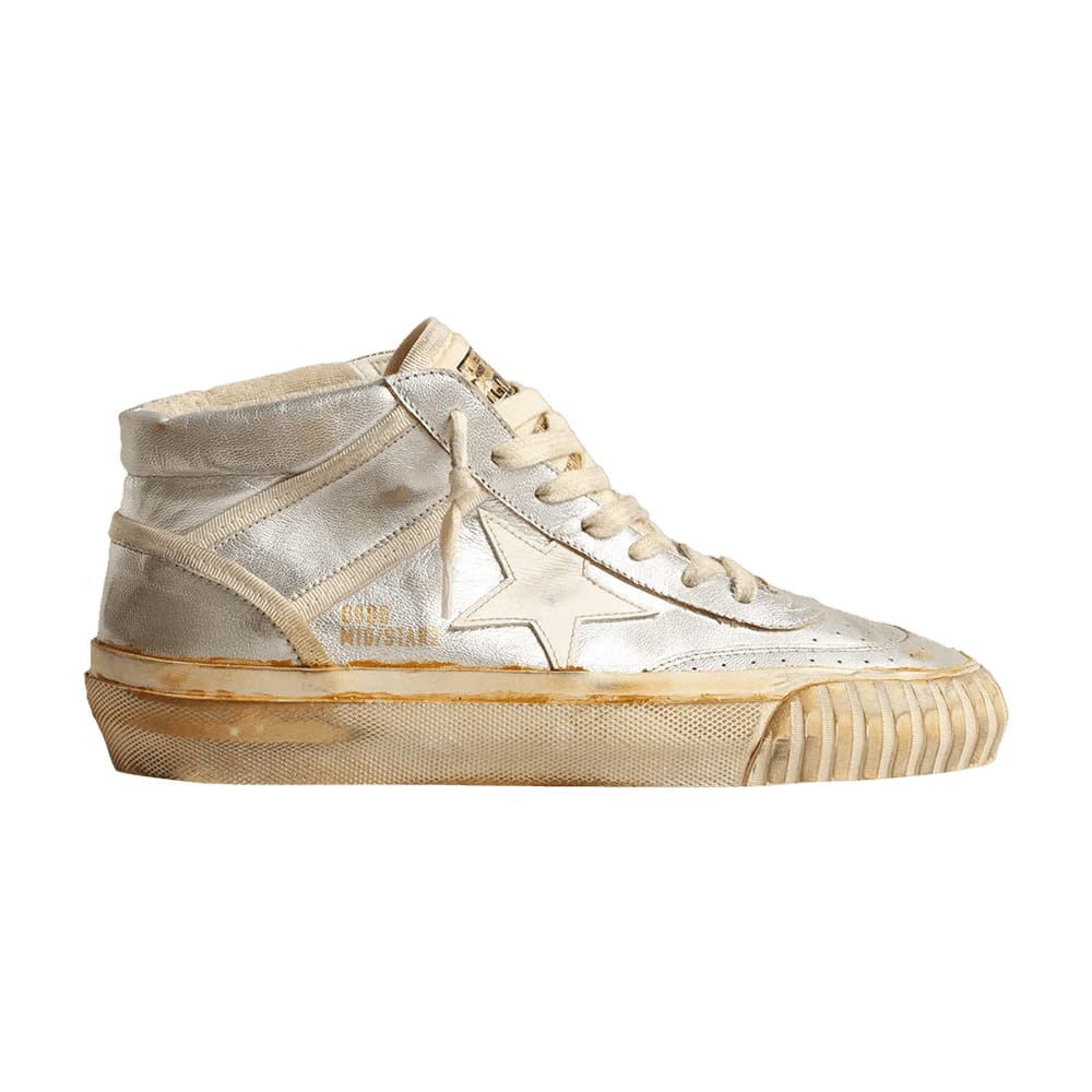 Golden Goose Wmns Mid Star 'Silver Metallic Yellowed Foxing'