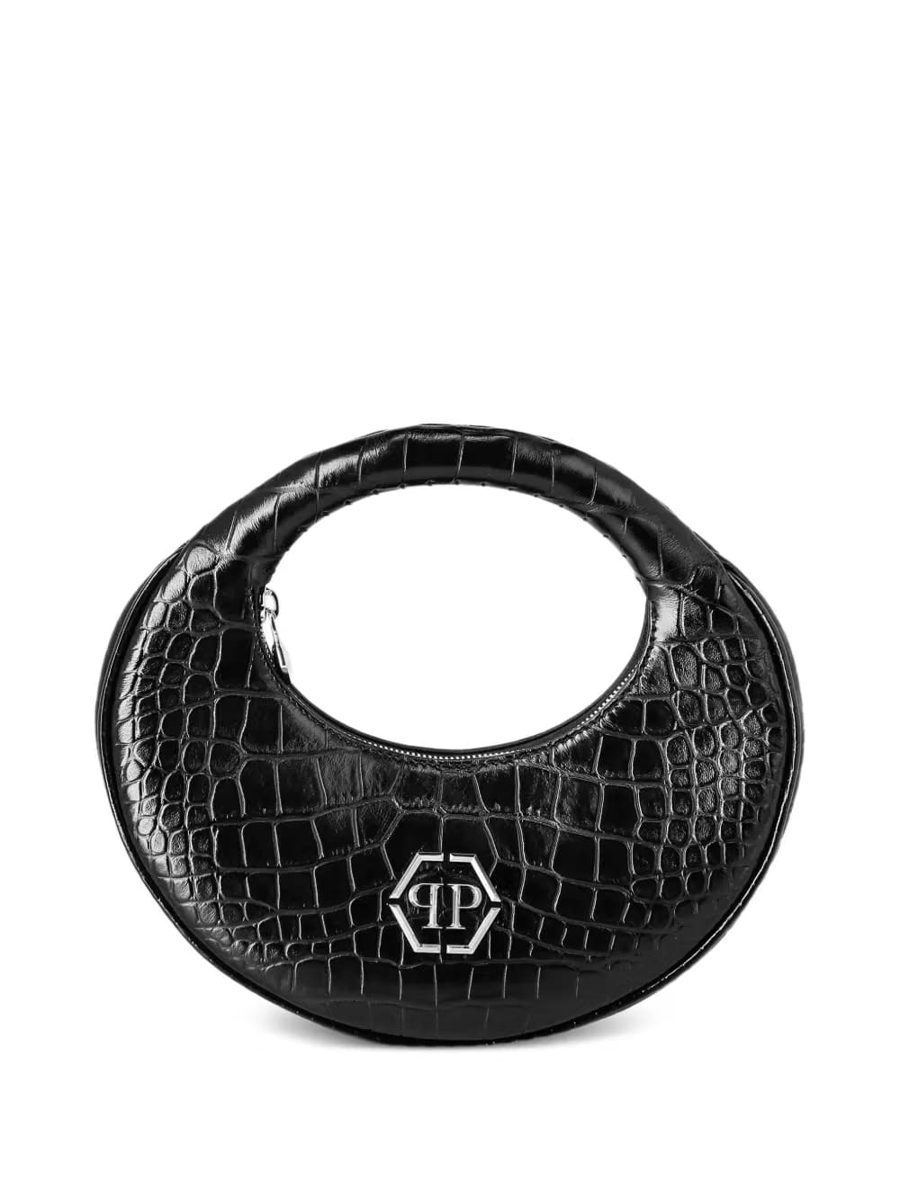 medium Moon crocodile-print clutch bag