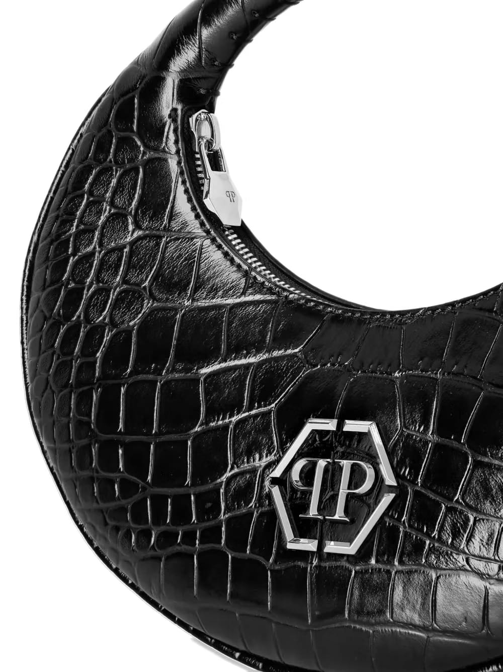 medium Moon crocodile-print clutch bag
