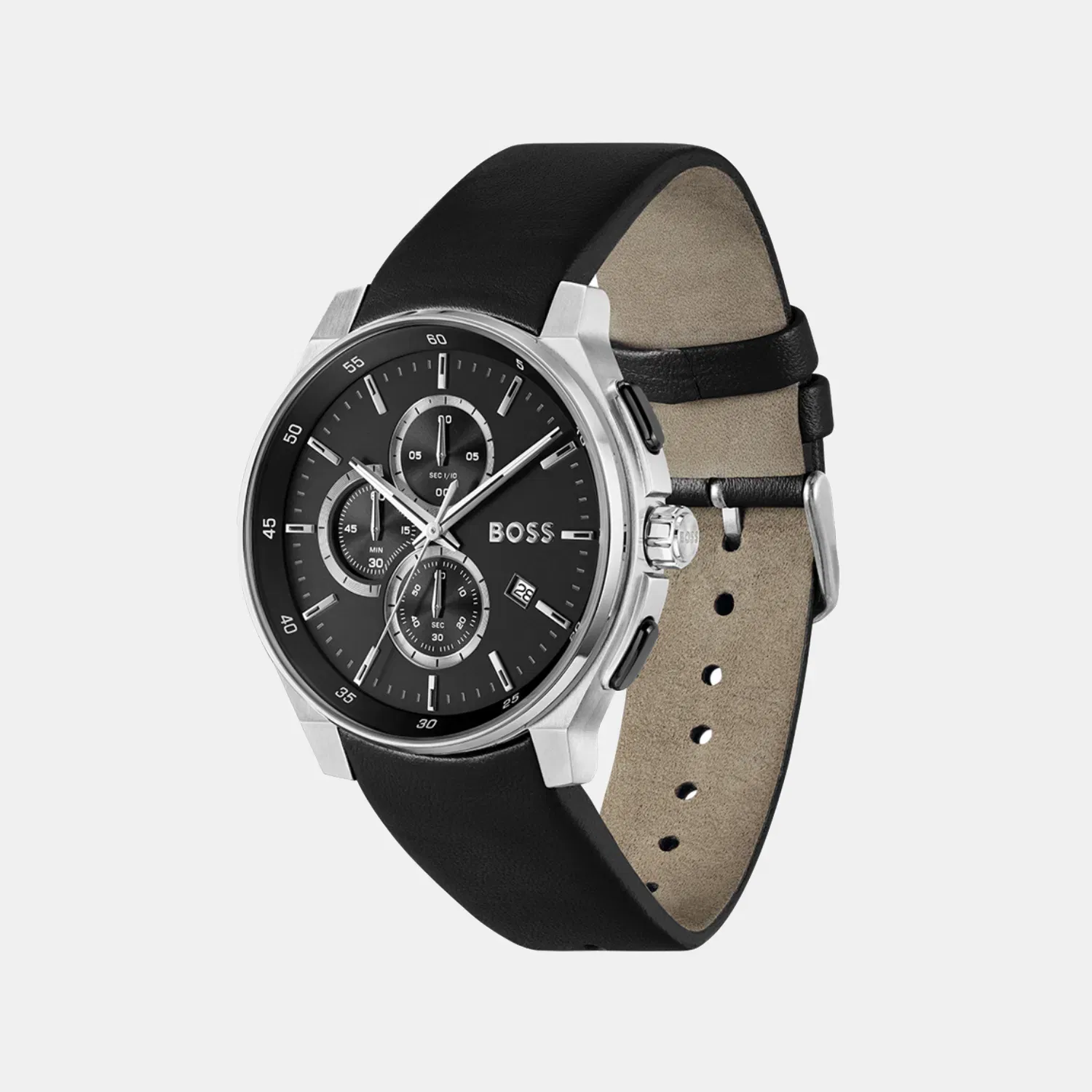 Boss Peak 2.0 Men Quartz Black Dial Chronograph Leather Watch 1514188