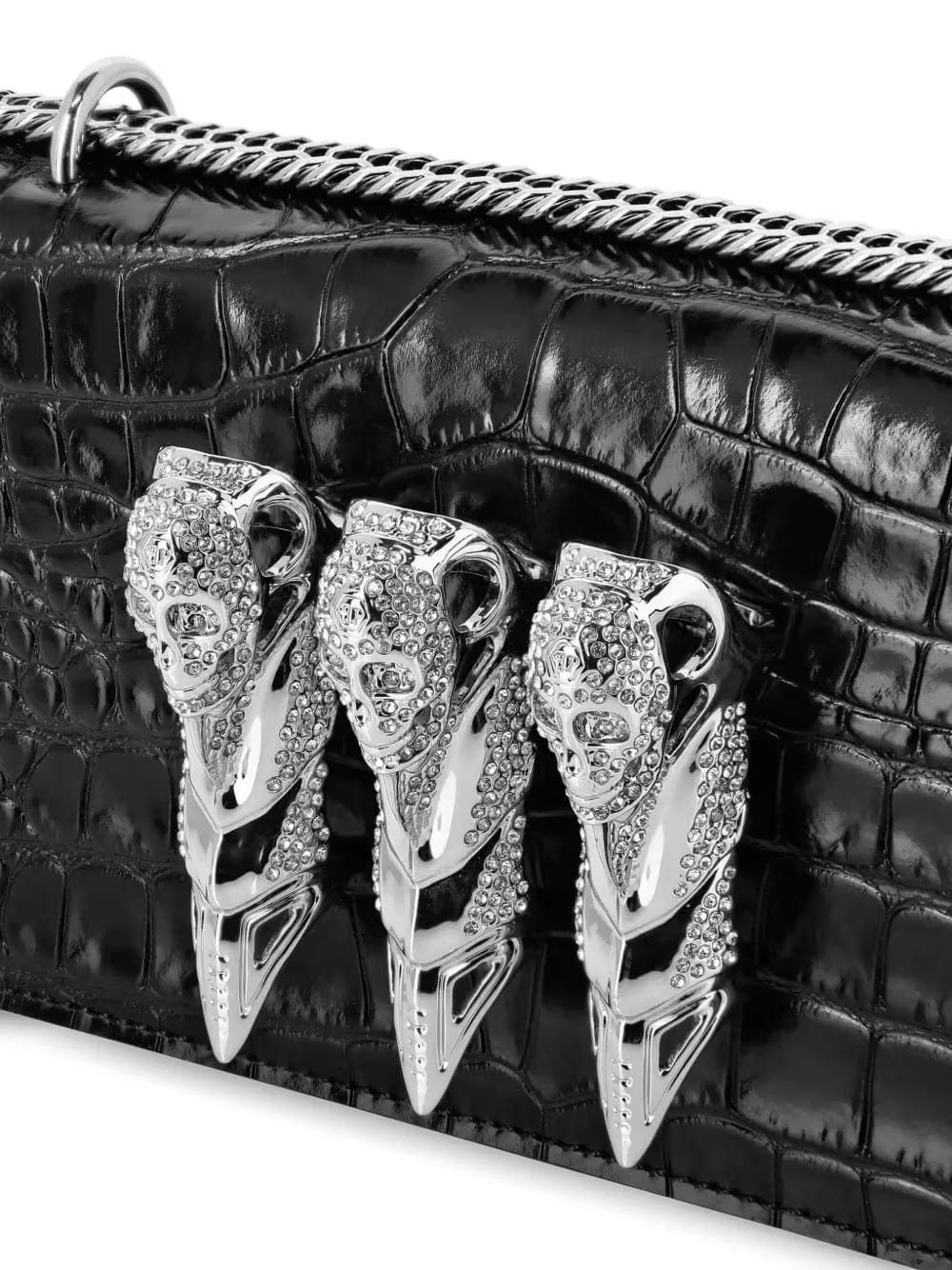 crocodile-print claw clutch