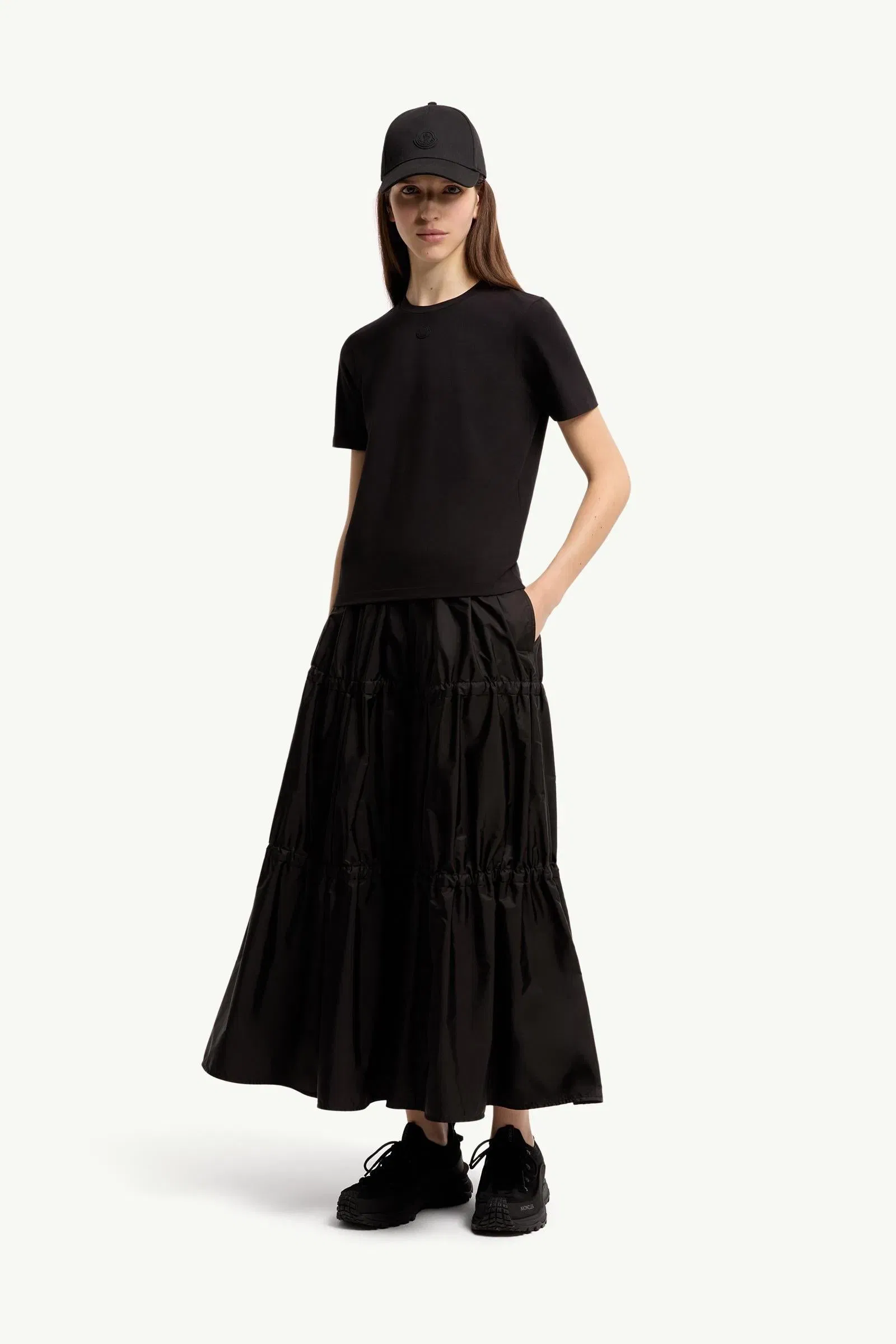 Moncler Logo Cotton Jersey T-Shirt Black Black