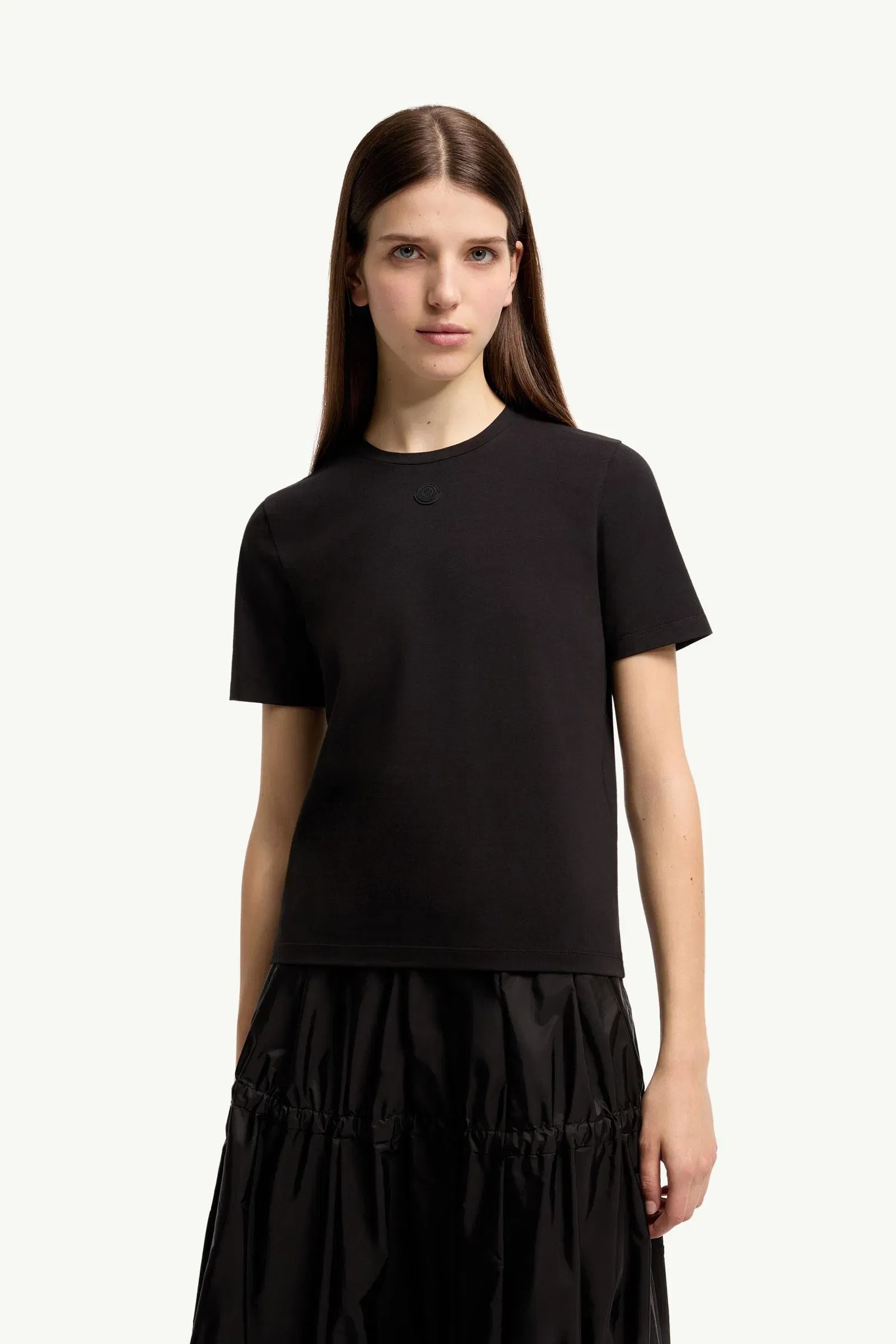 Moncler Logo Cotton Jersey T-Shirt Black Black