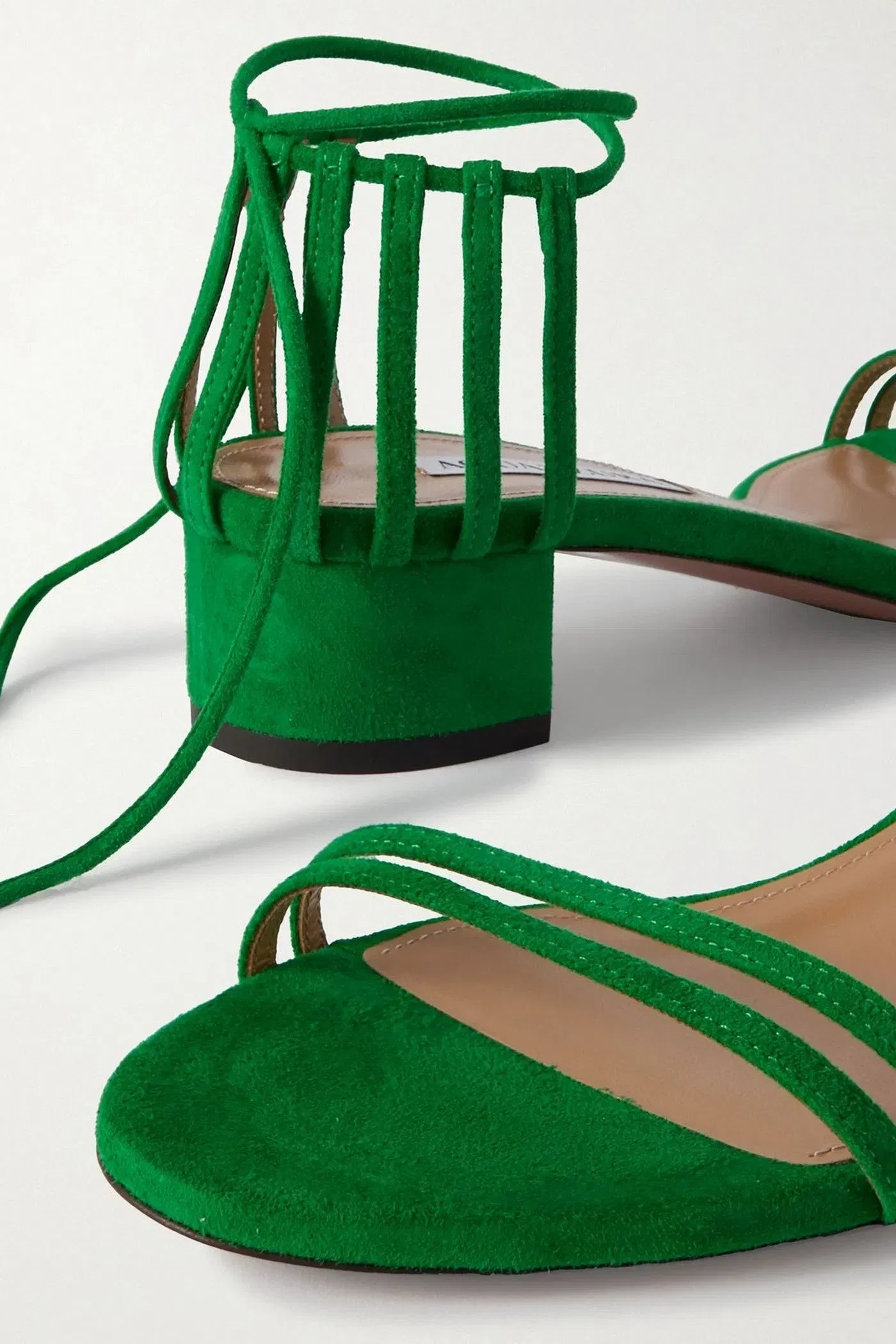 Aquazzura Straight To Heaven Suede Sandals Green Women's