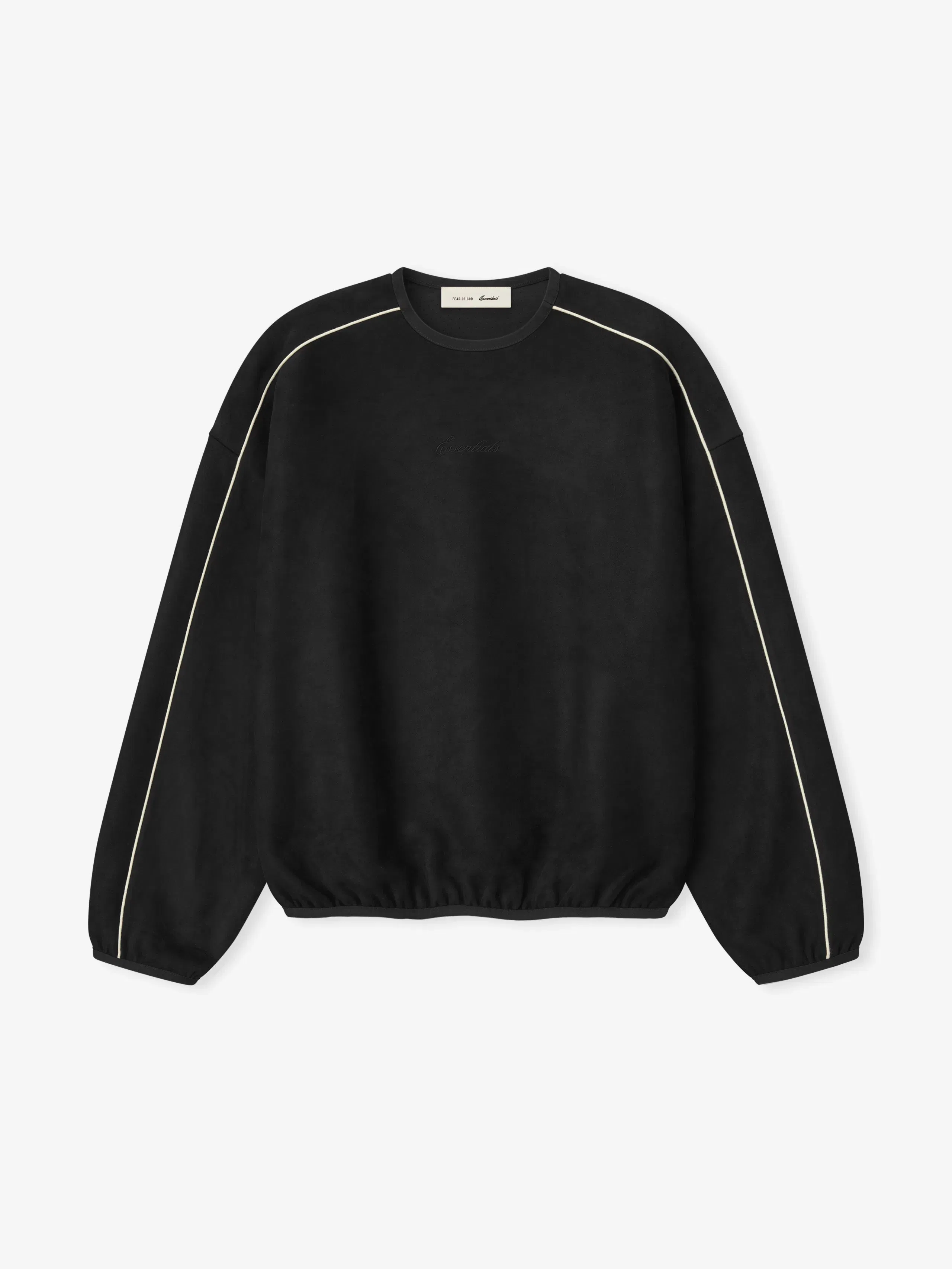 Essentials Suede Fleece Signature Modern Crewneck Sweatshirt Vintage Black