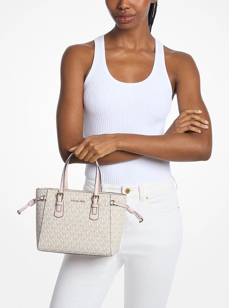 Michael Kors Voyager Extra-Small Signature Logo Convertible Crossbody Bag Pwd Blsh Mlt