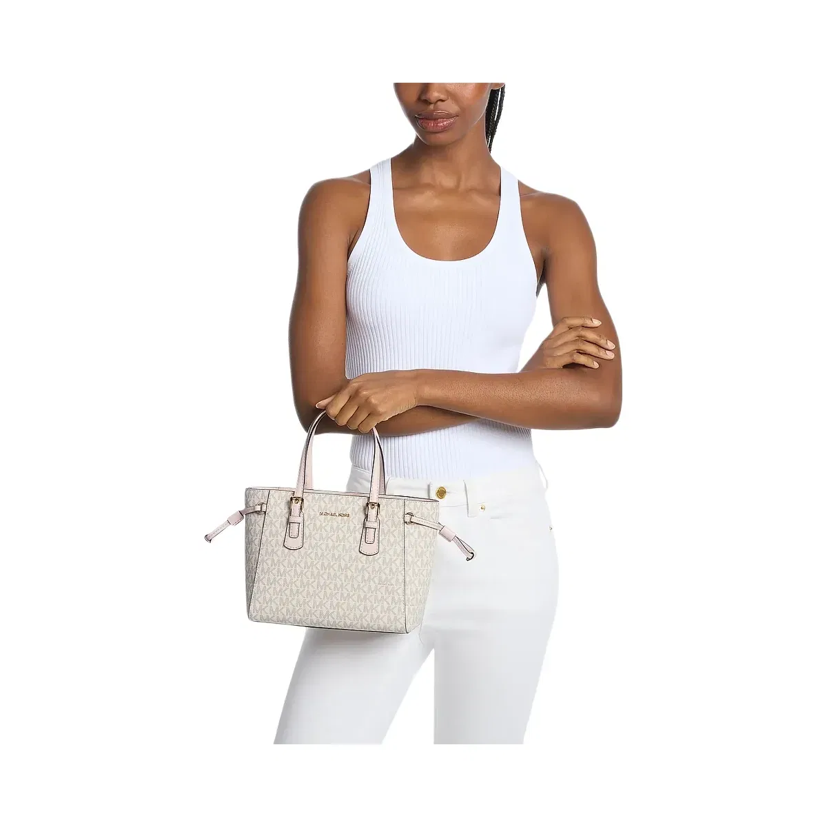 Michael Kors Voyager Extra-Small Signature Logo Convertible Crossbody Bag Pwd Blsh Mlt