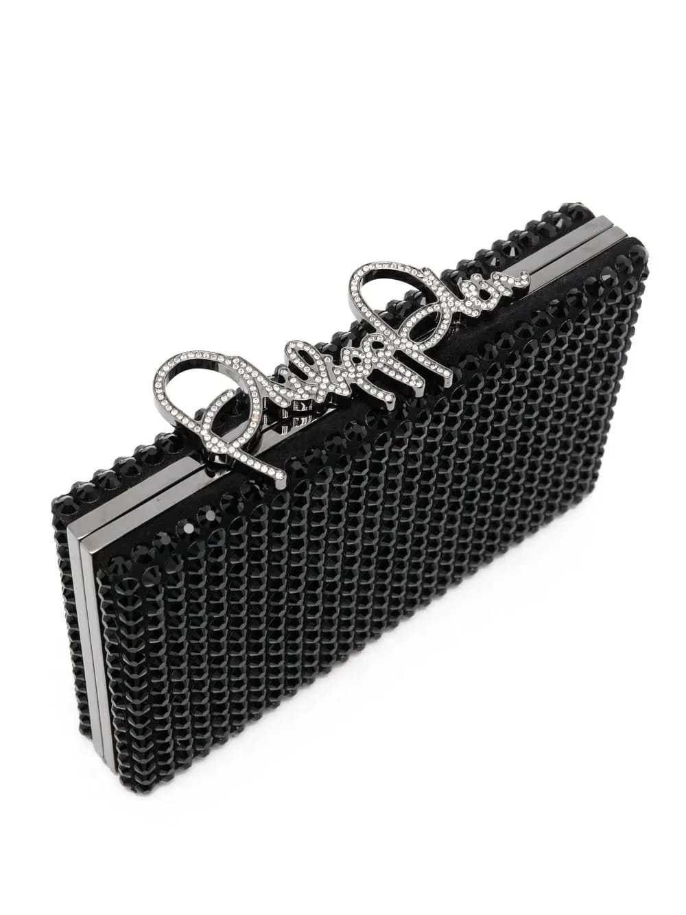 crystal-studded snap clutch bag