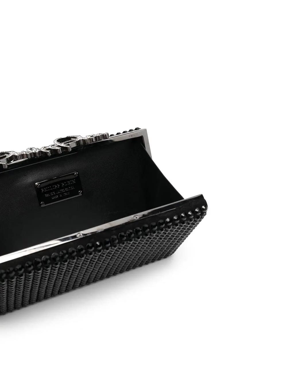 crystal-studded snap clutch bag