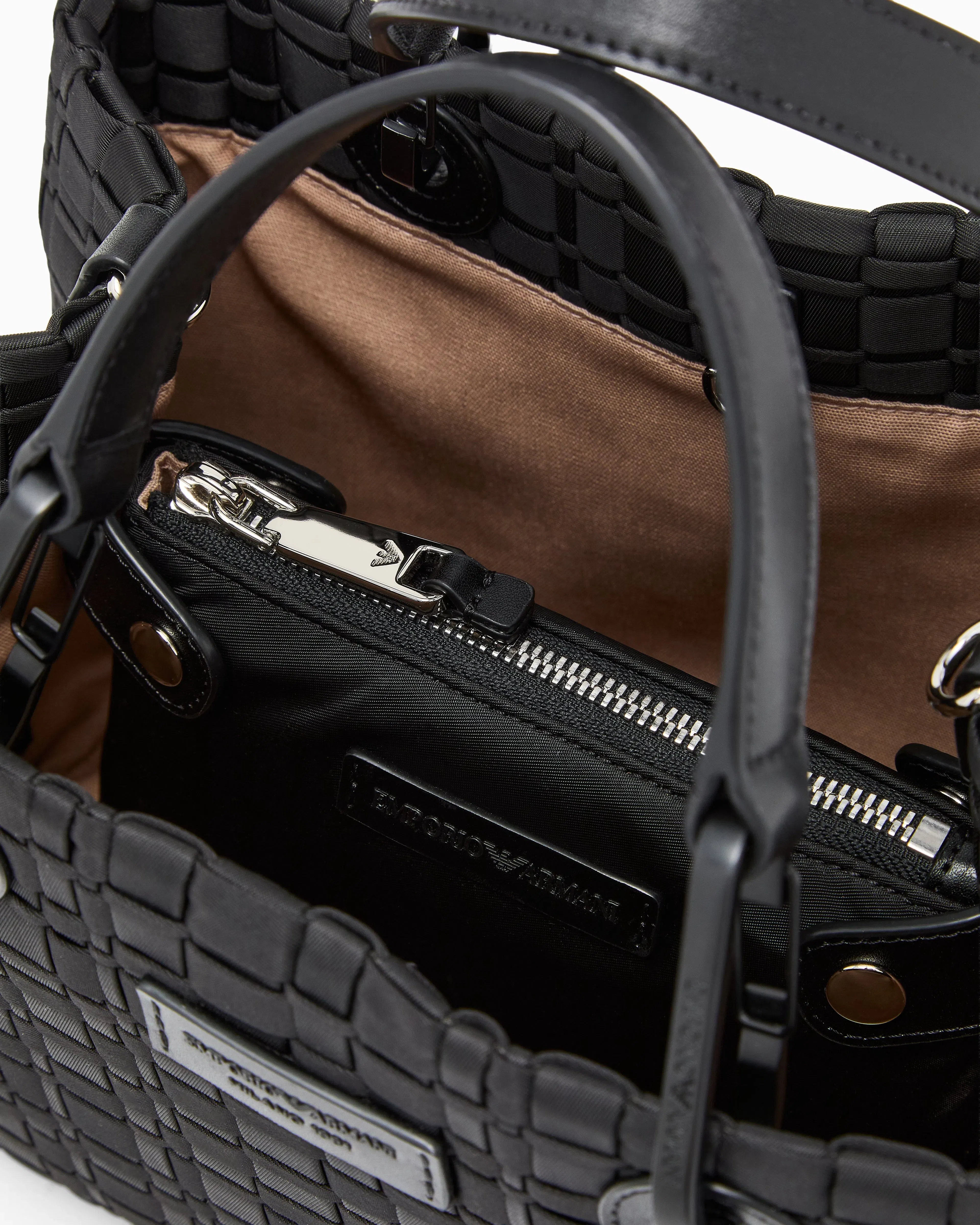 Emporio Armani MyEA small shopper bag in woven nylon