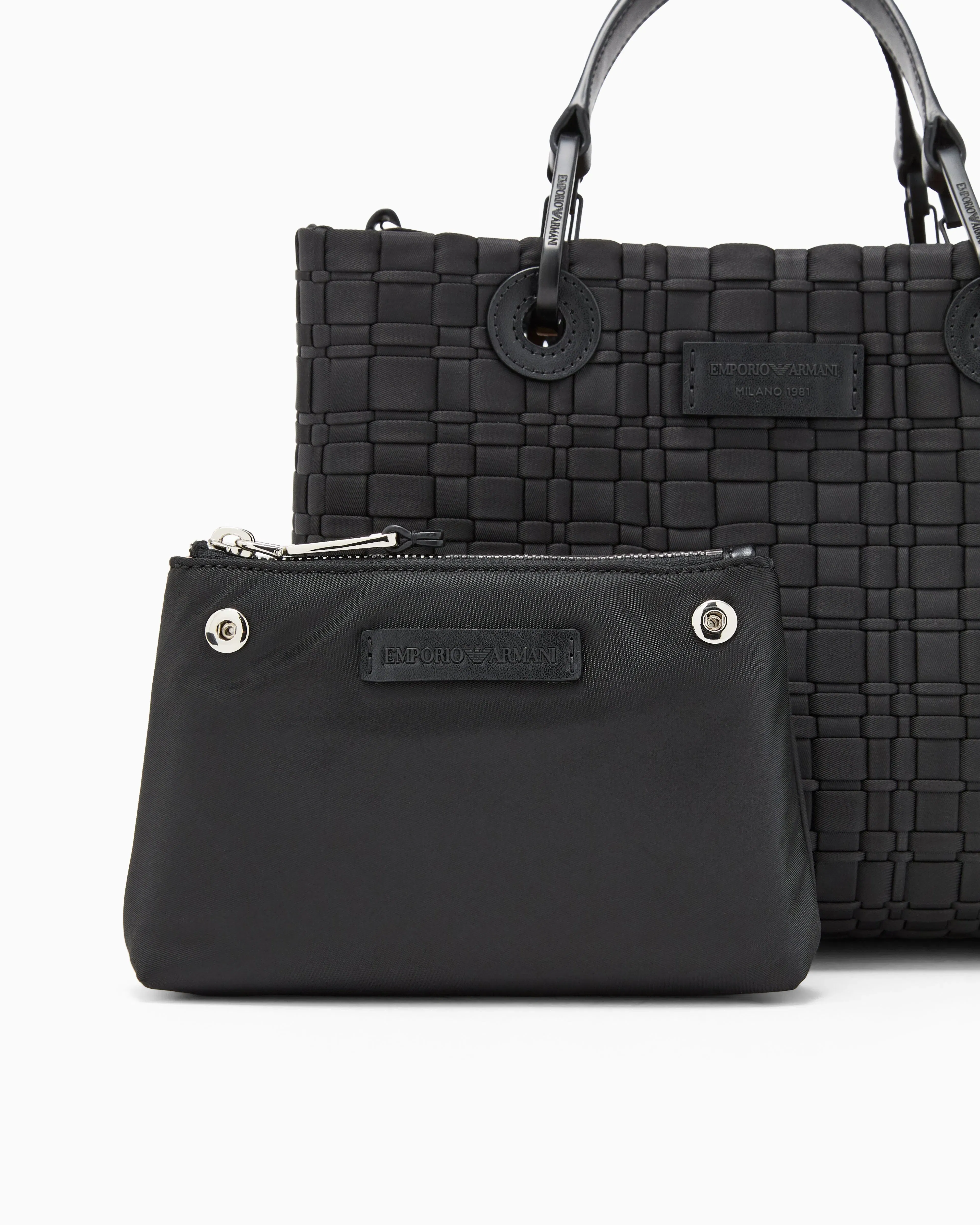 Emporio Armani MyEA small shopper bag in woven nylon