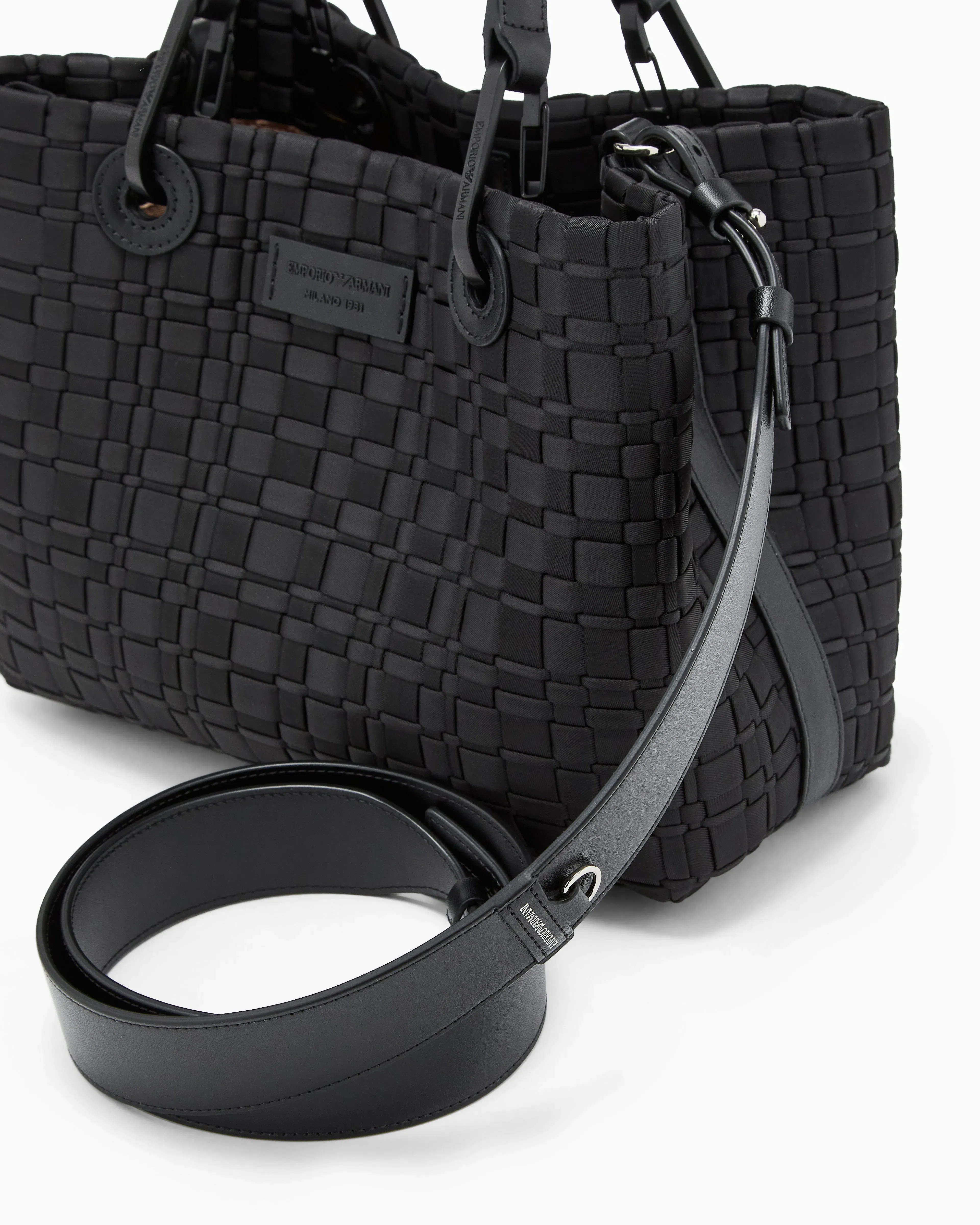 Emporio Armani MyEA small shopper bag in woven nylon