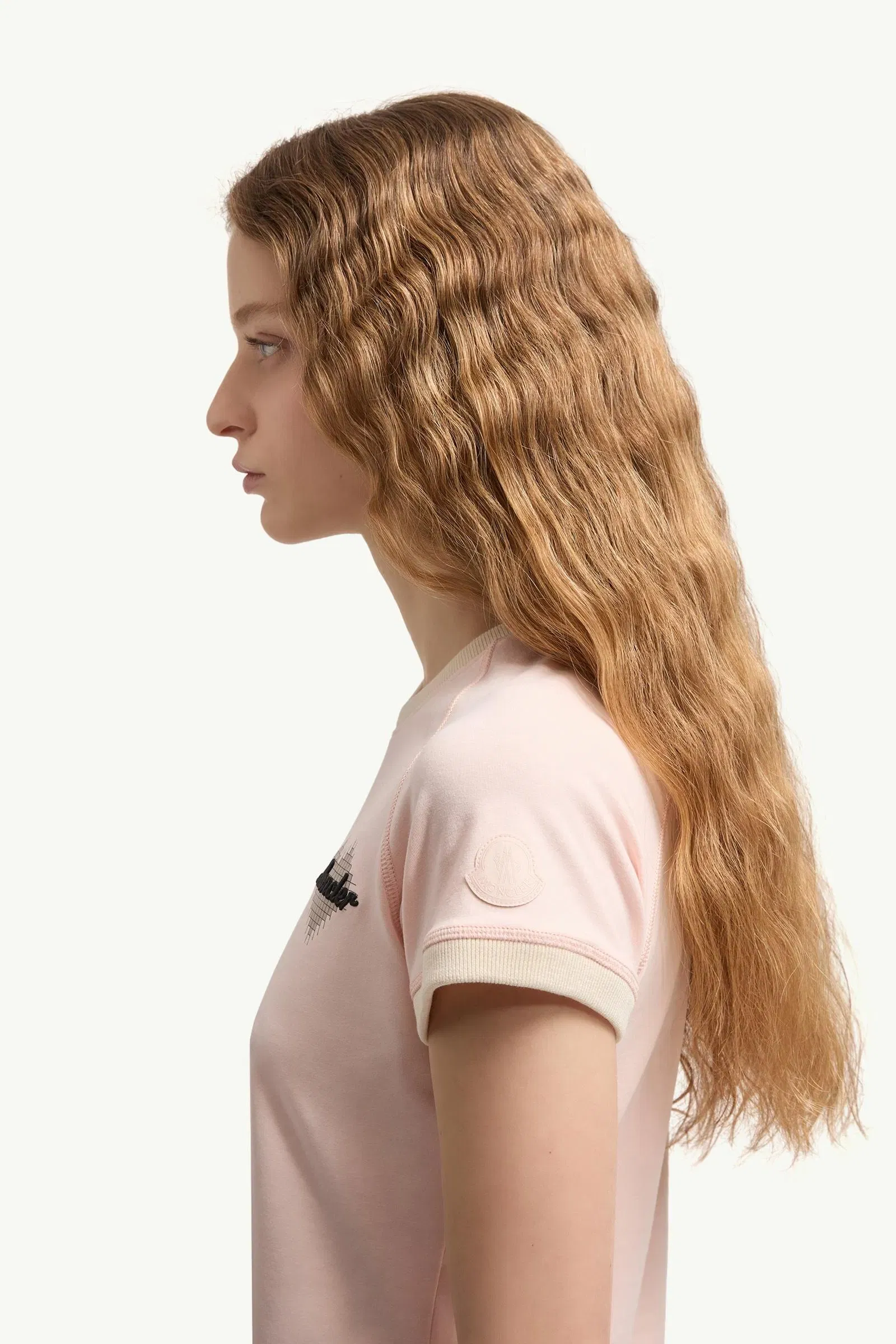 Moncler Heart Logo Cotton T-Shirt Light Pink Light Pink