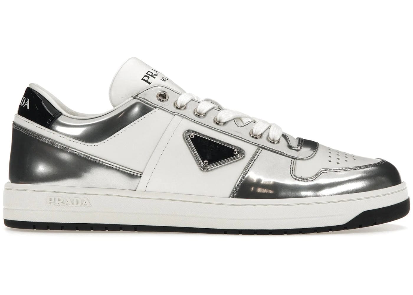 Prada Downtown Leather Silver White