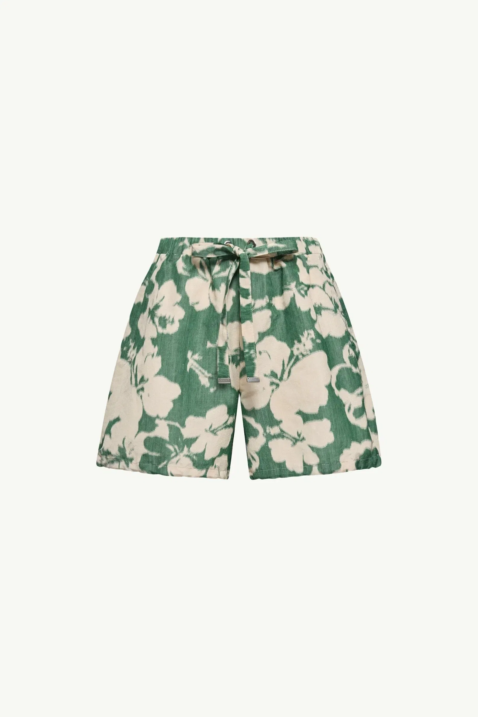 Moncler Floral Print Chiné Shorts Beige & Green Beige & Green