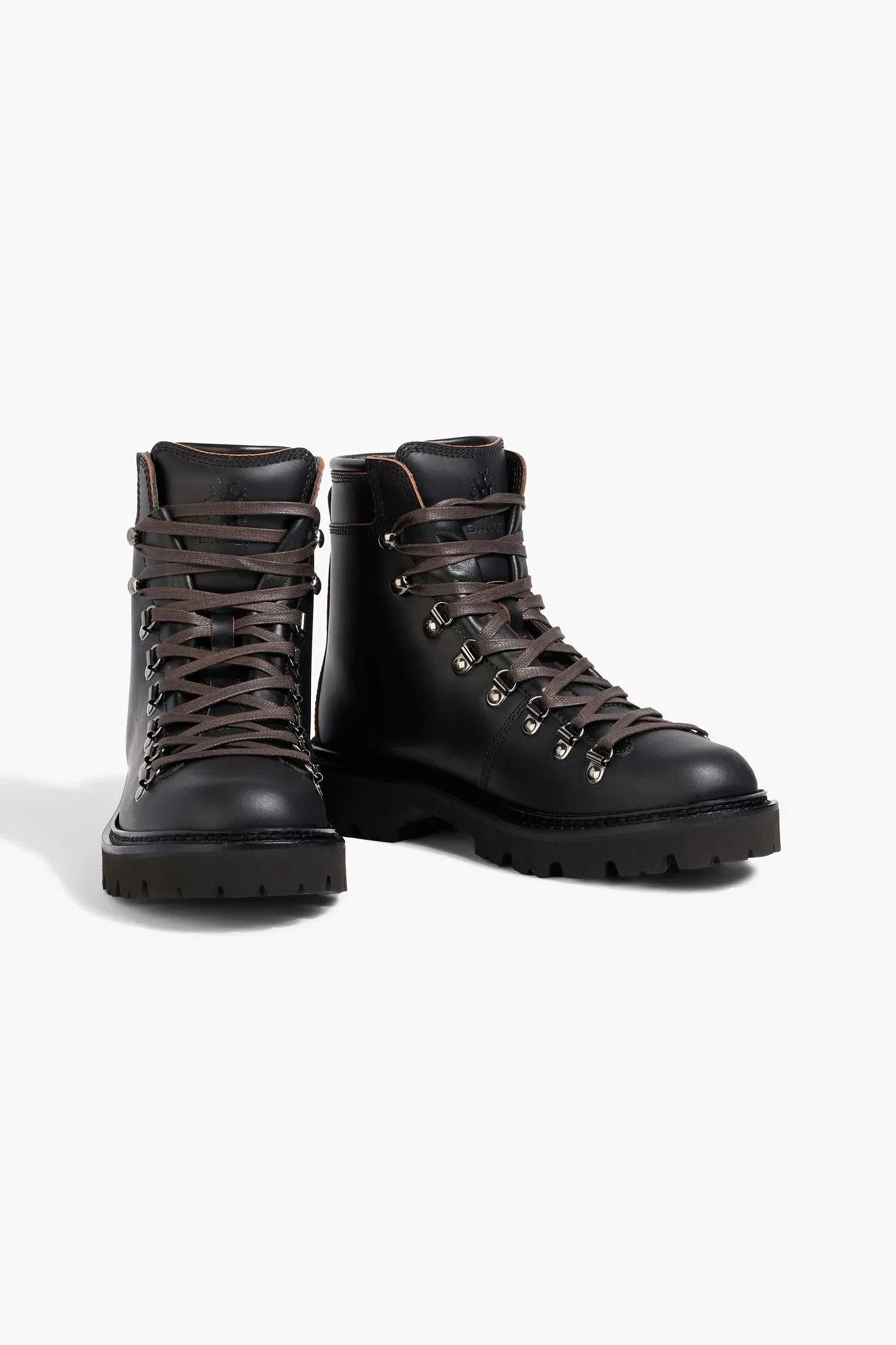 Bally Wardel Leather Combat Boots Black Women's