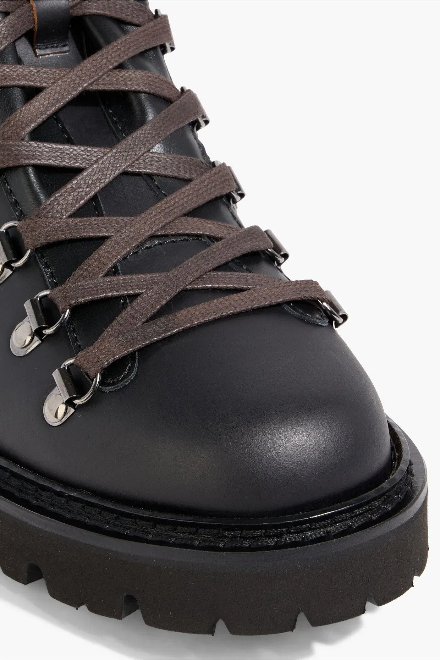 Bally Wardel Leather Combat Boots Black Women's