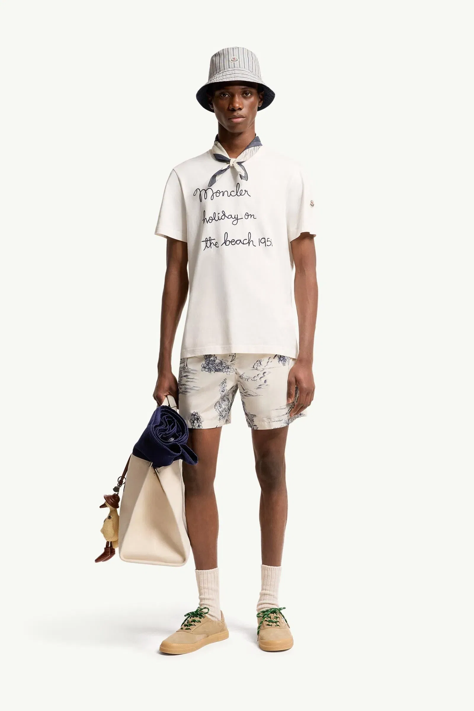 Moncler Embroidered Cotton T-Shirt White White