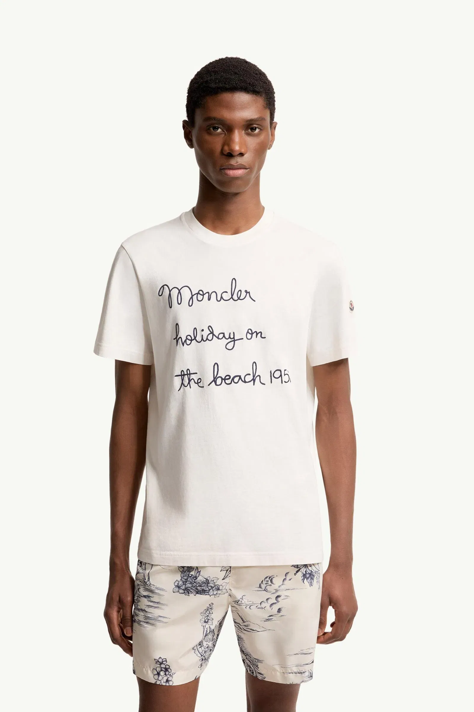 Moncler Embroidered Cotton T-Shirt White White