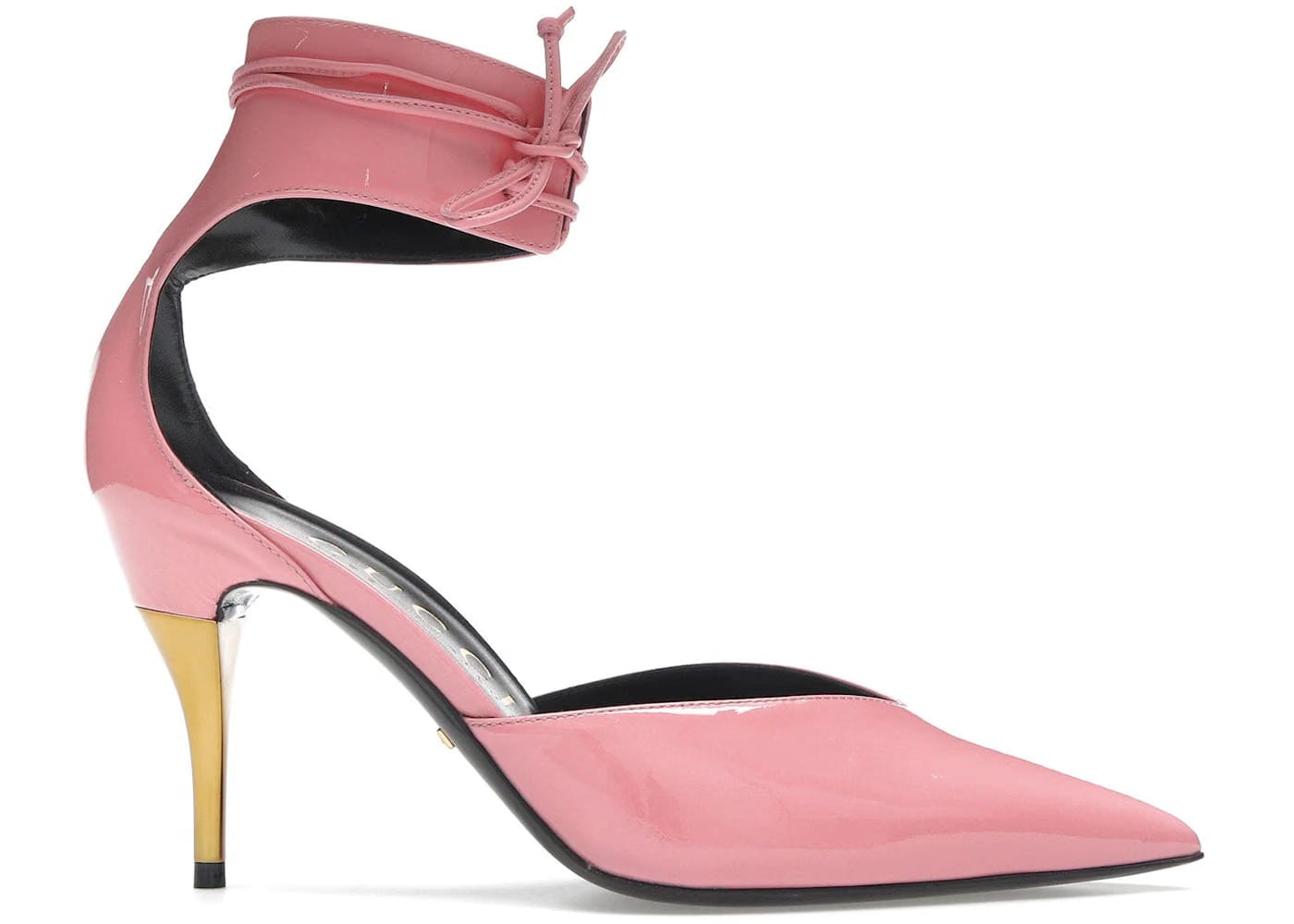 Gucci High Heel Pump Patent Leather With Ankle Cuff Pink Womens