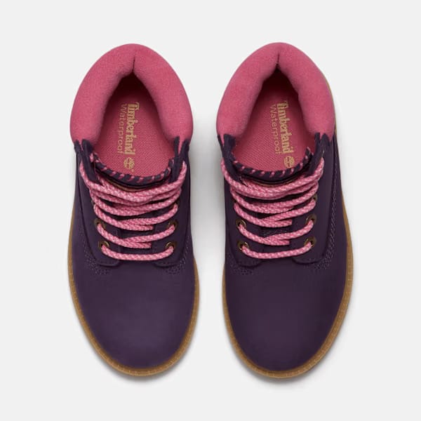 Youth Timberland Premium 6-Inch Waterproof Boot Dark Purple Nubuck/Pink