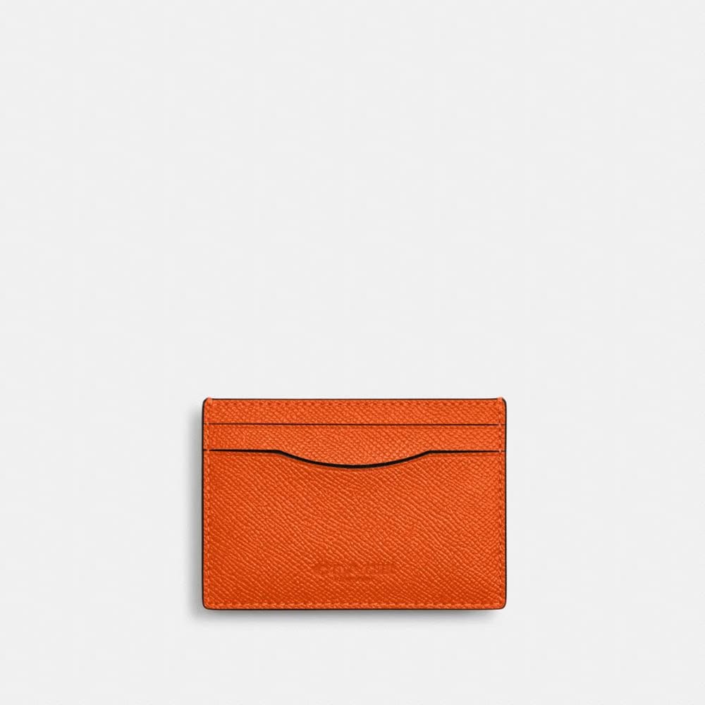 Coach Card Case With Money Clip Silver Spice Orange