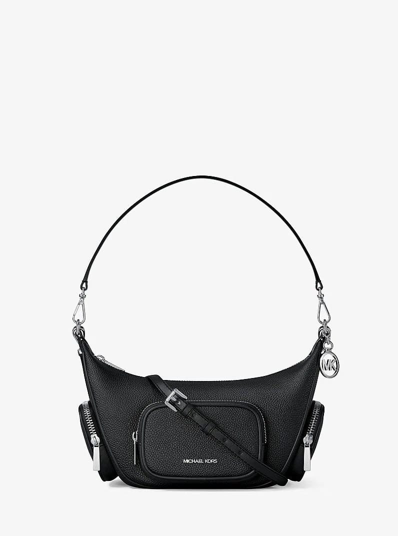 Michael Kors Merritt Small Pebbled Leather Convertible Crossbody Bag Black