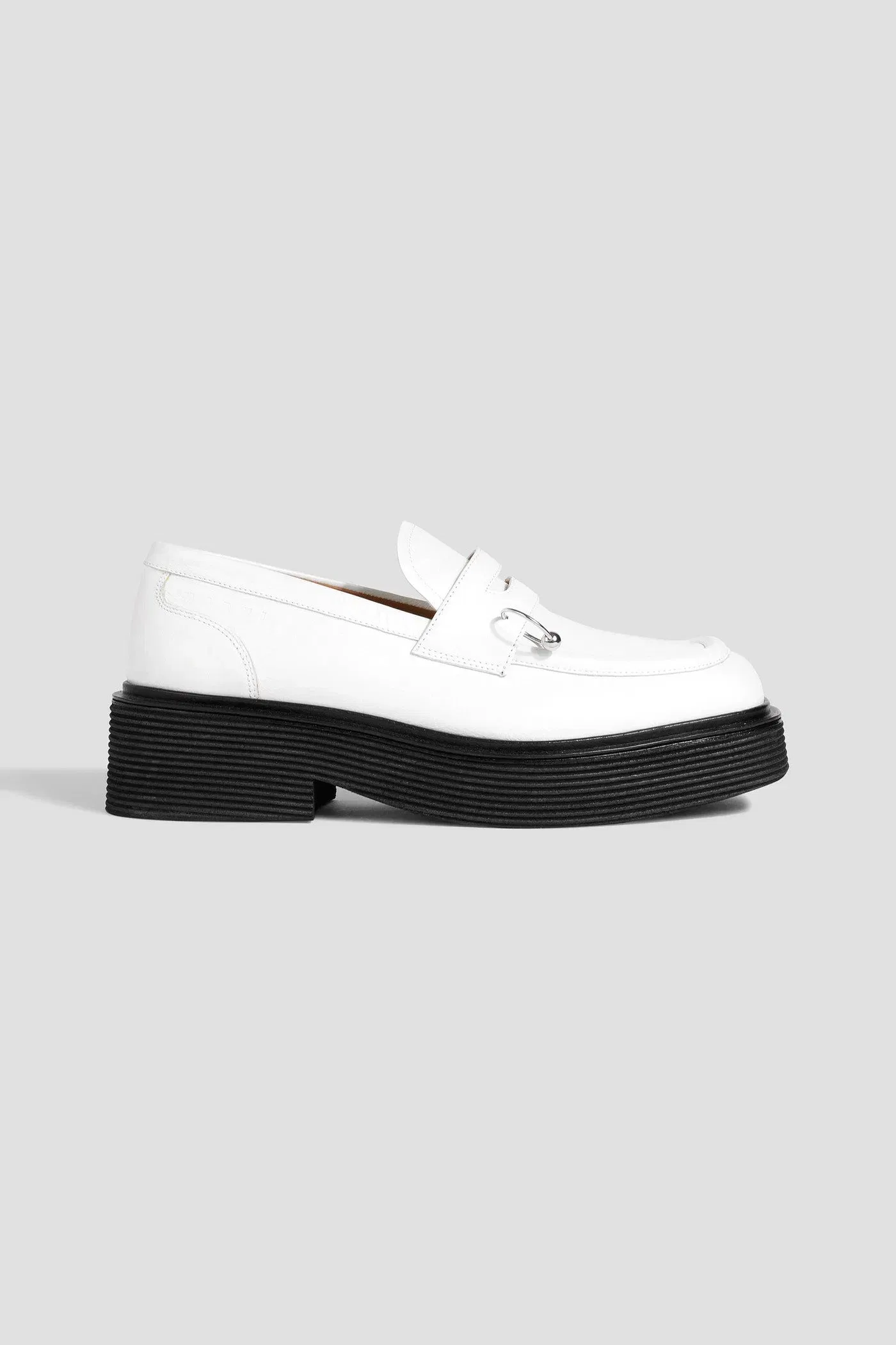 Marni Embellished Leather Platform Loafers White Women's