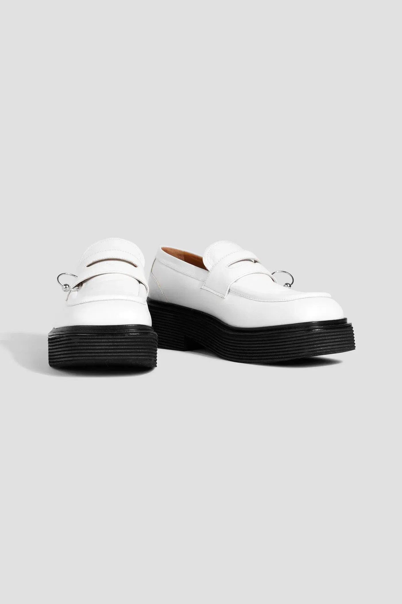 Marni Embellished Leather Platform Loafers White Women's