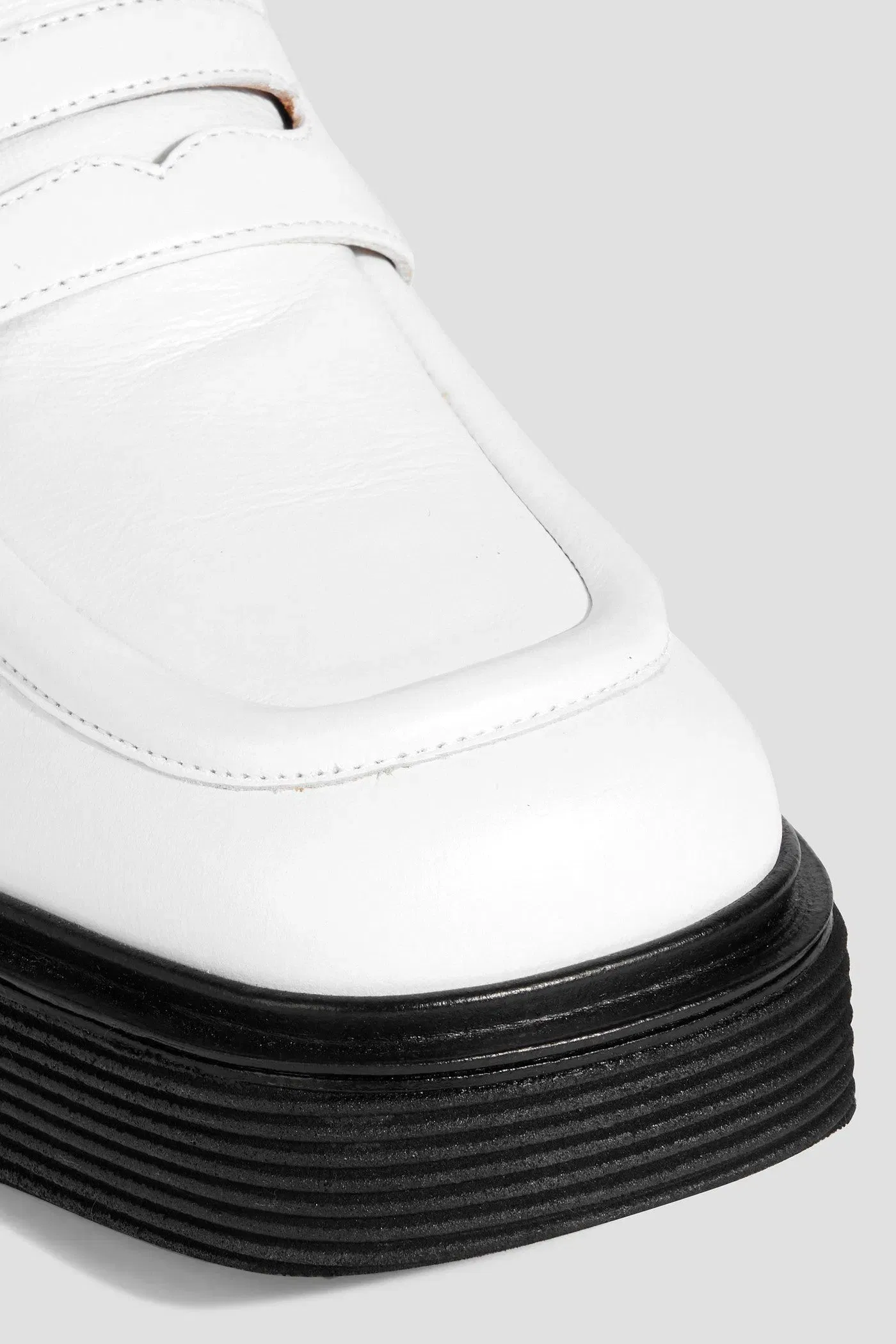 Marni Embellished Leather Platform Loafers White Women's