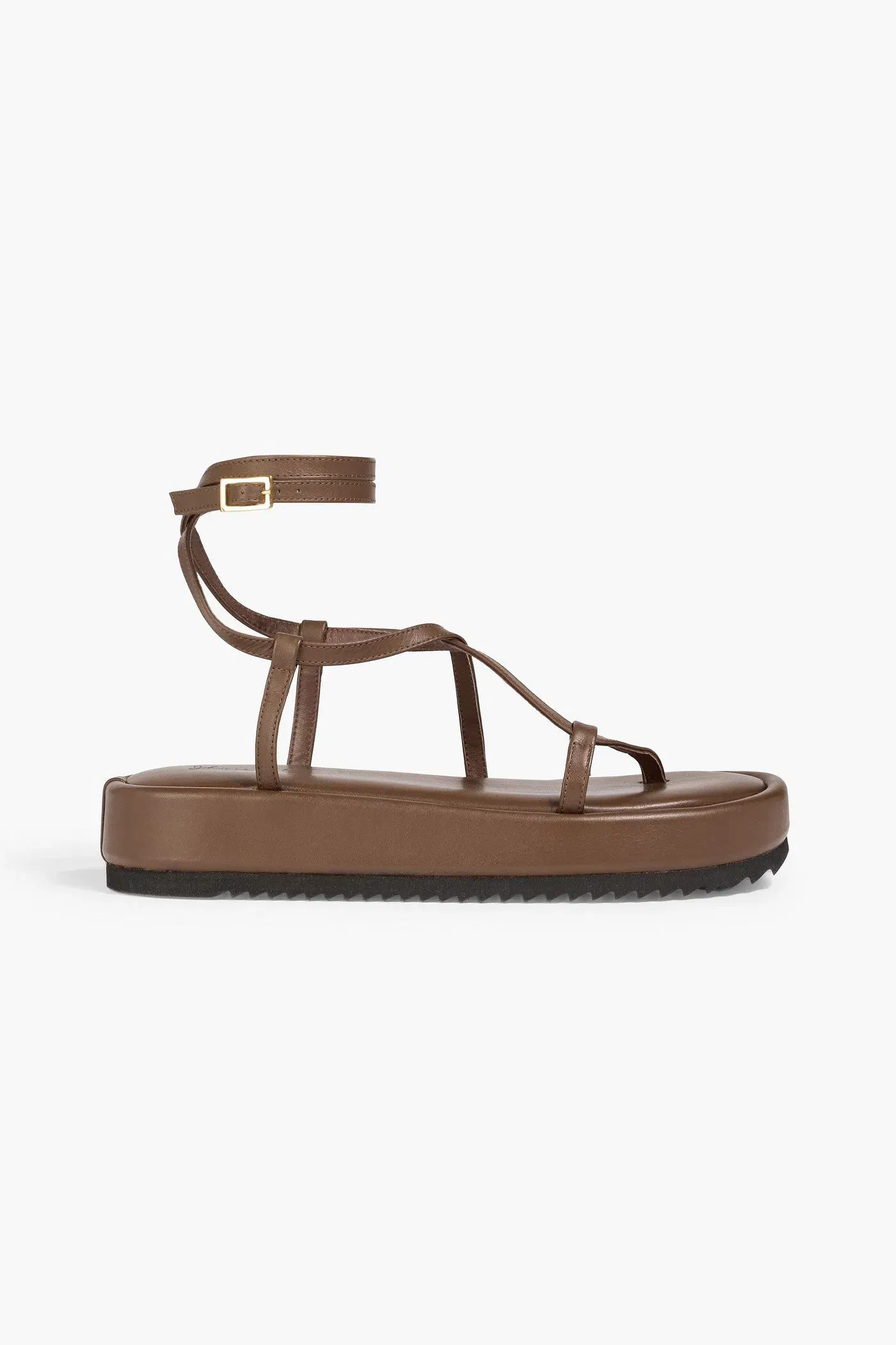 Johanna Ortiz Cocobolo Leather Platform Sandals Chocolate Women's