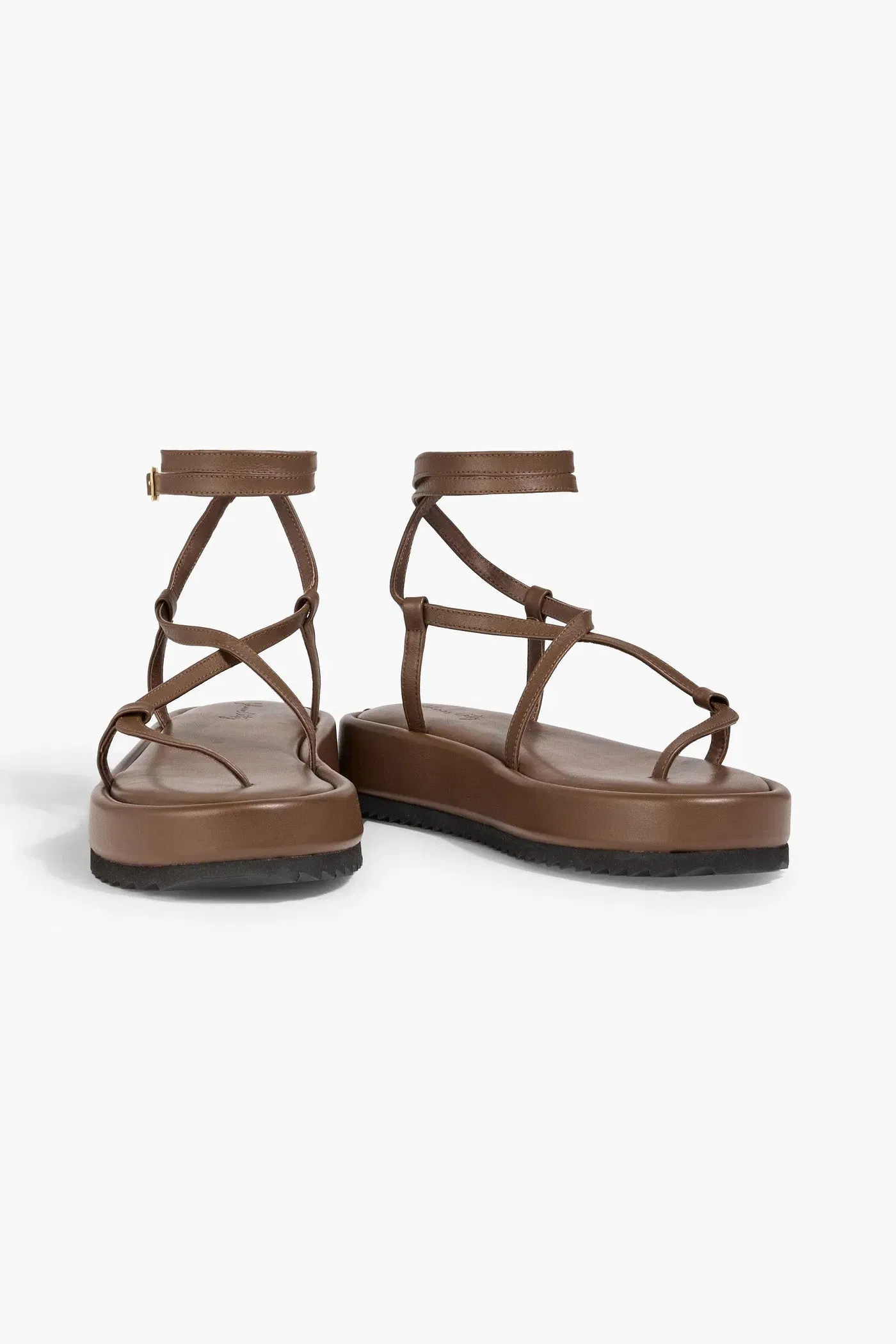 Johanna Ortiz Cocobolo Leather Platform Sandals Chocolate Women's