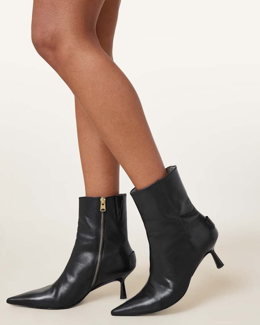 AllSaints Vivian Leather Boots Women's Black Women's