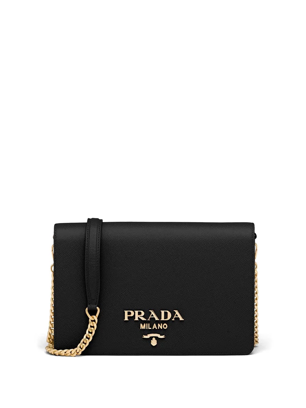 logo-lettering Saffiano leather shoulder bag