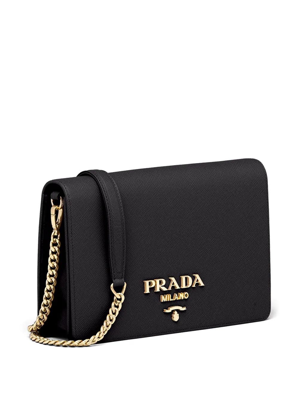 logo-lettering Saffiano leather shoulder bag