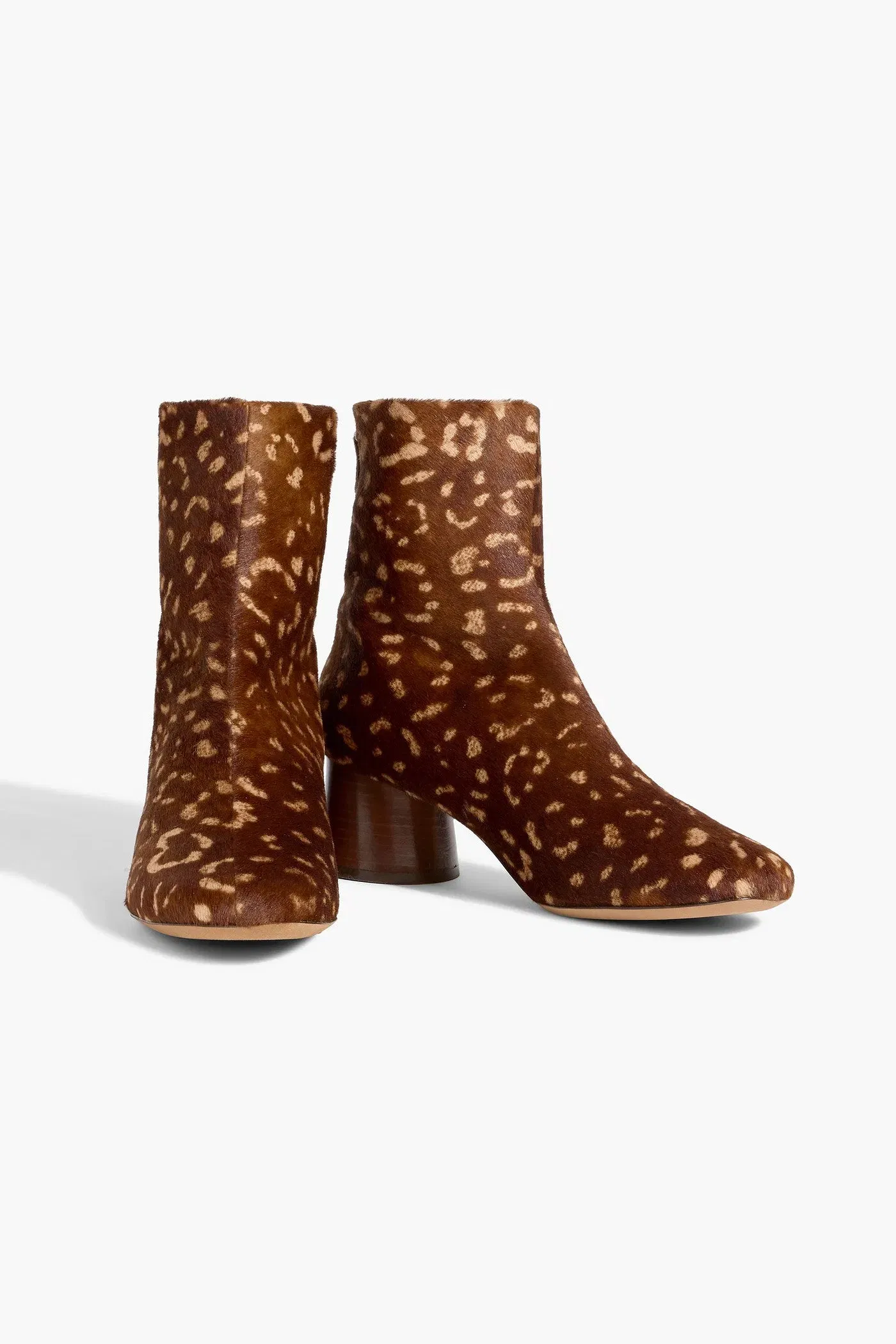 Mansur Gavriel Printed Calf Hair Ankle Boots Tan Women's