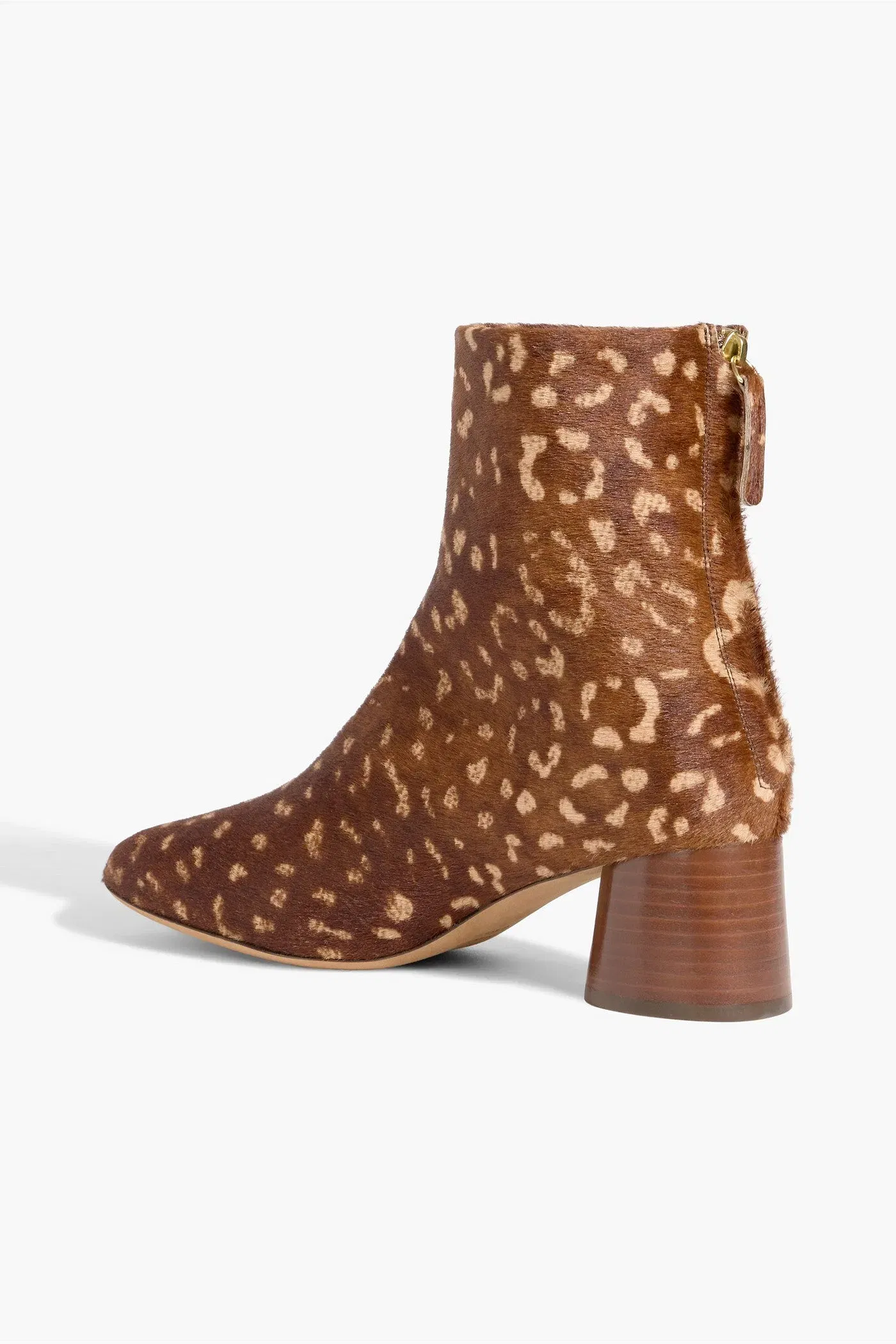 Mansur Gavriel Printed Calf Hair Ankle Boots Tan Women's
