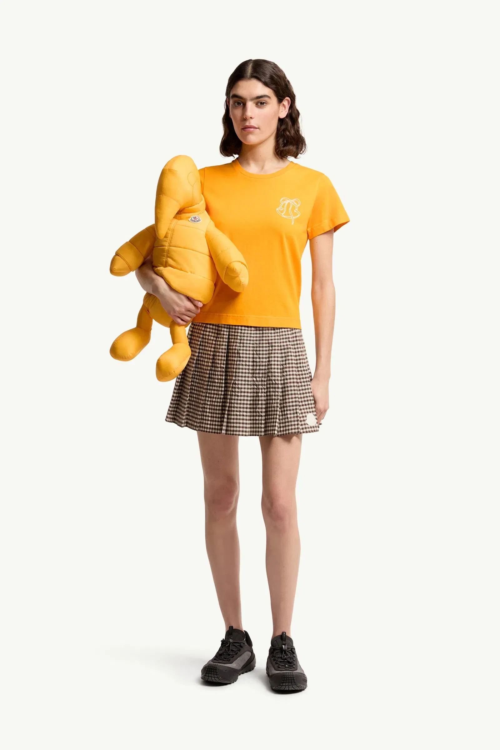 Moncler Embroidered Logo Cotton T-Shirt Yellow Yellow