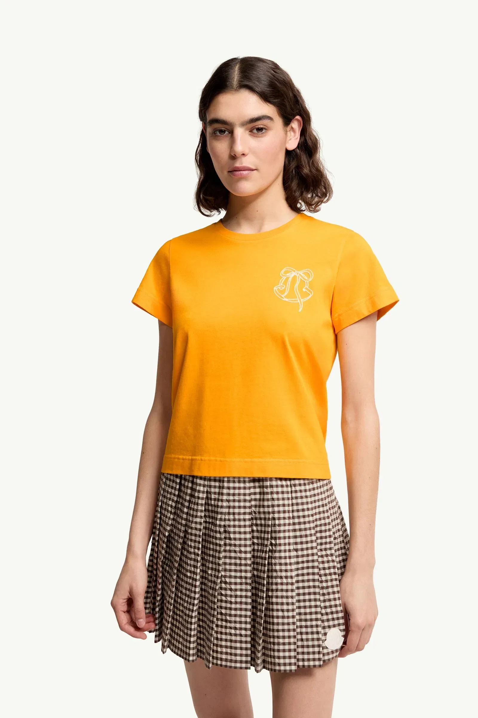 Moncler Embroidered Logo Cotton T-Shirt Yellow Yellow
