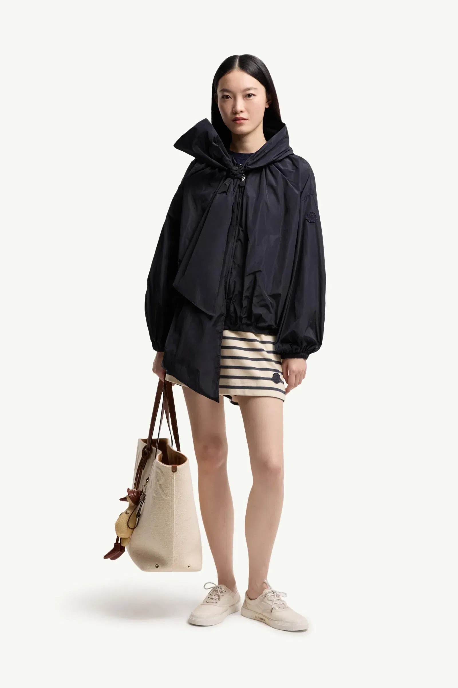 Moncler Striped Cotton Shorts White & Blue White & Blue