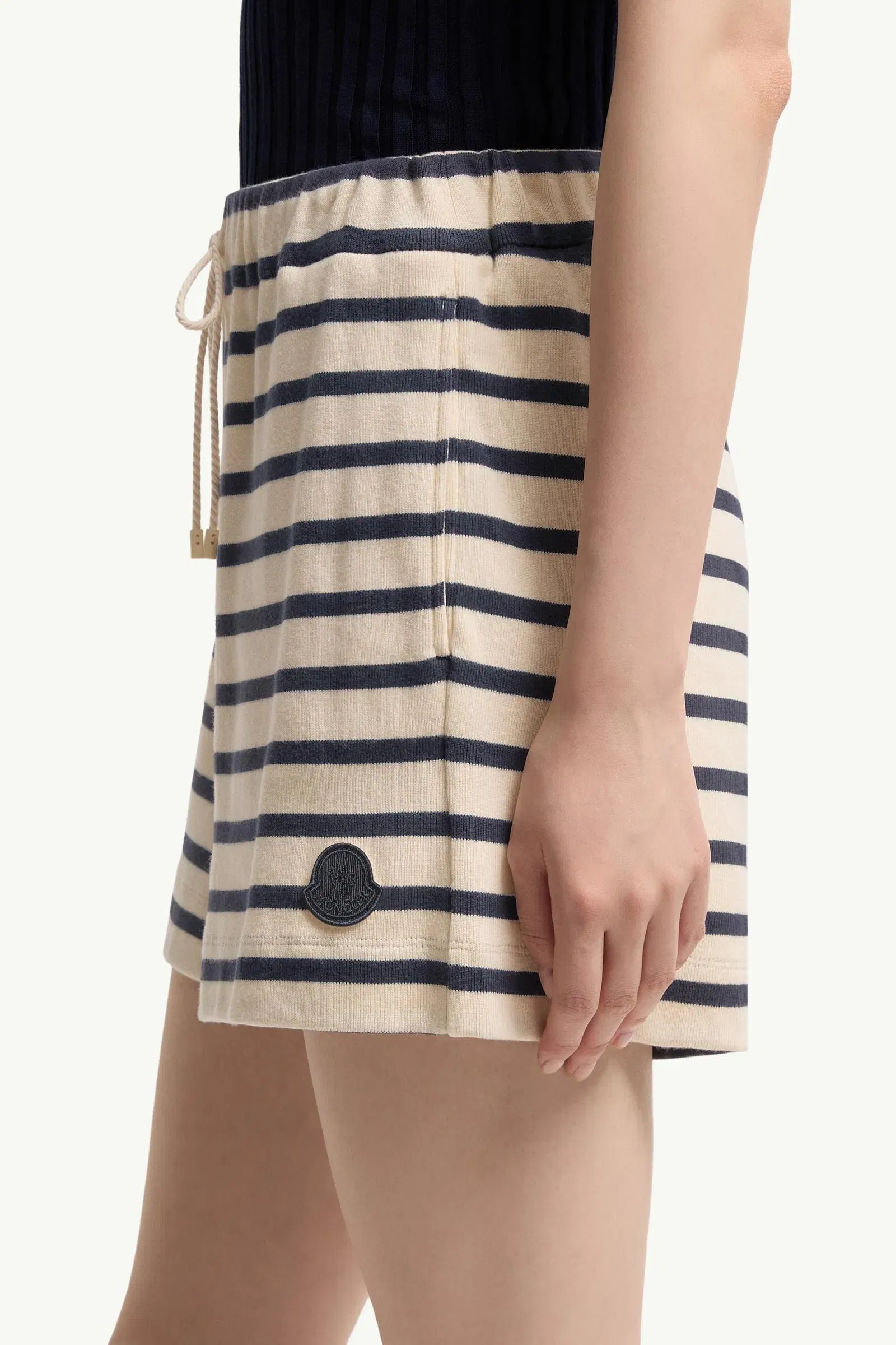 Moncler Striped Cotton Shorts White & Blue White & Blue