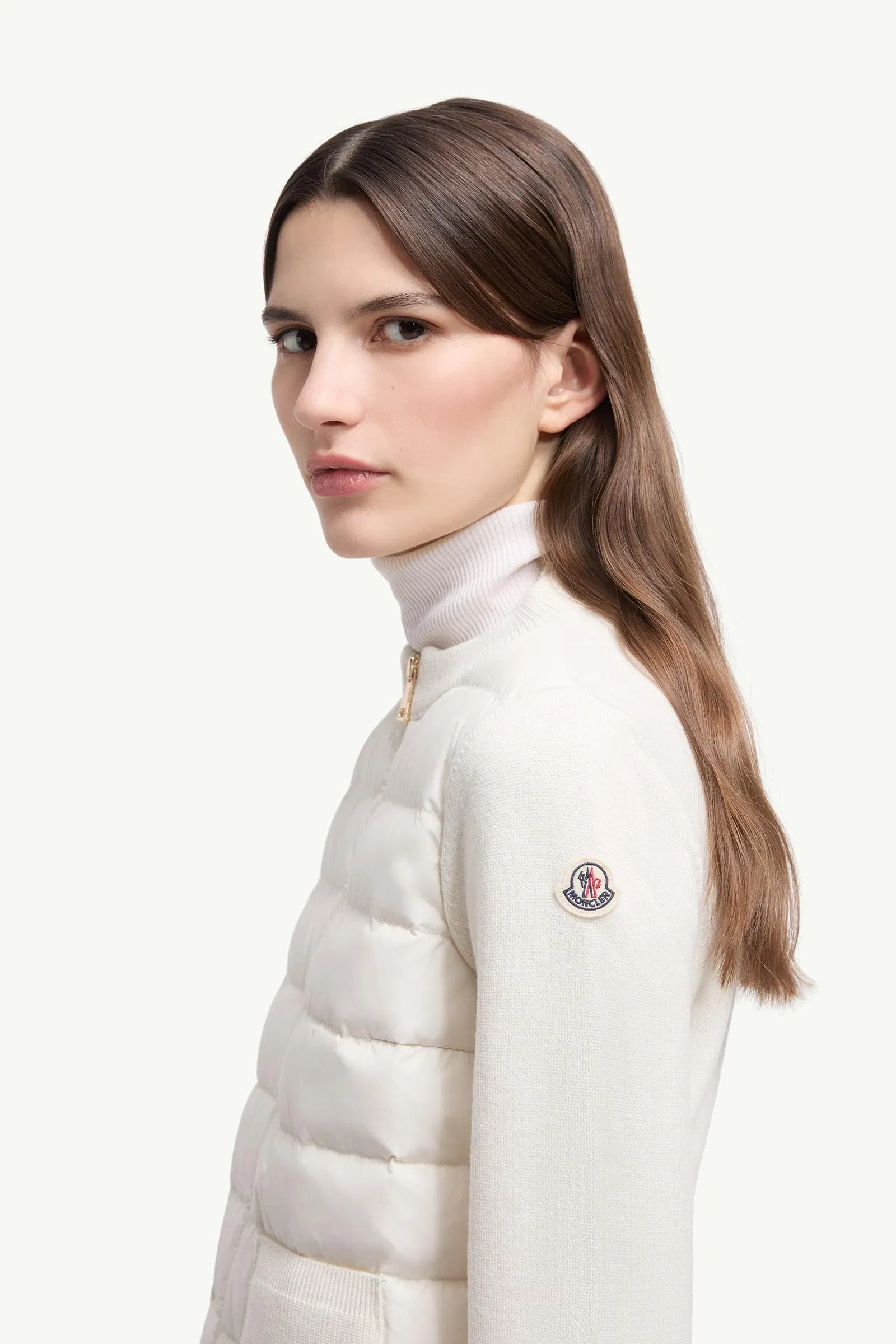 Moncler Wool Padded Zip-Up Cardigan White White