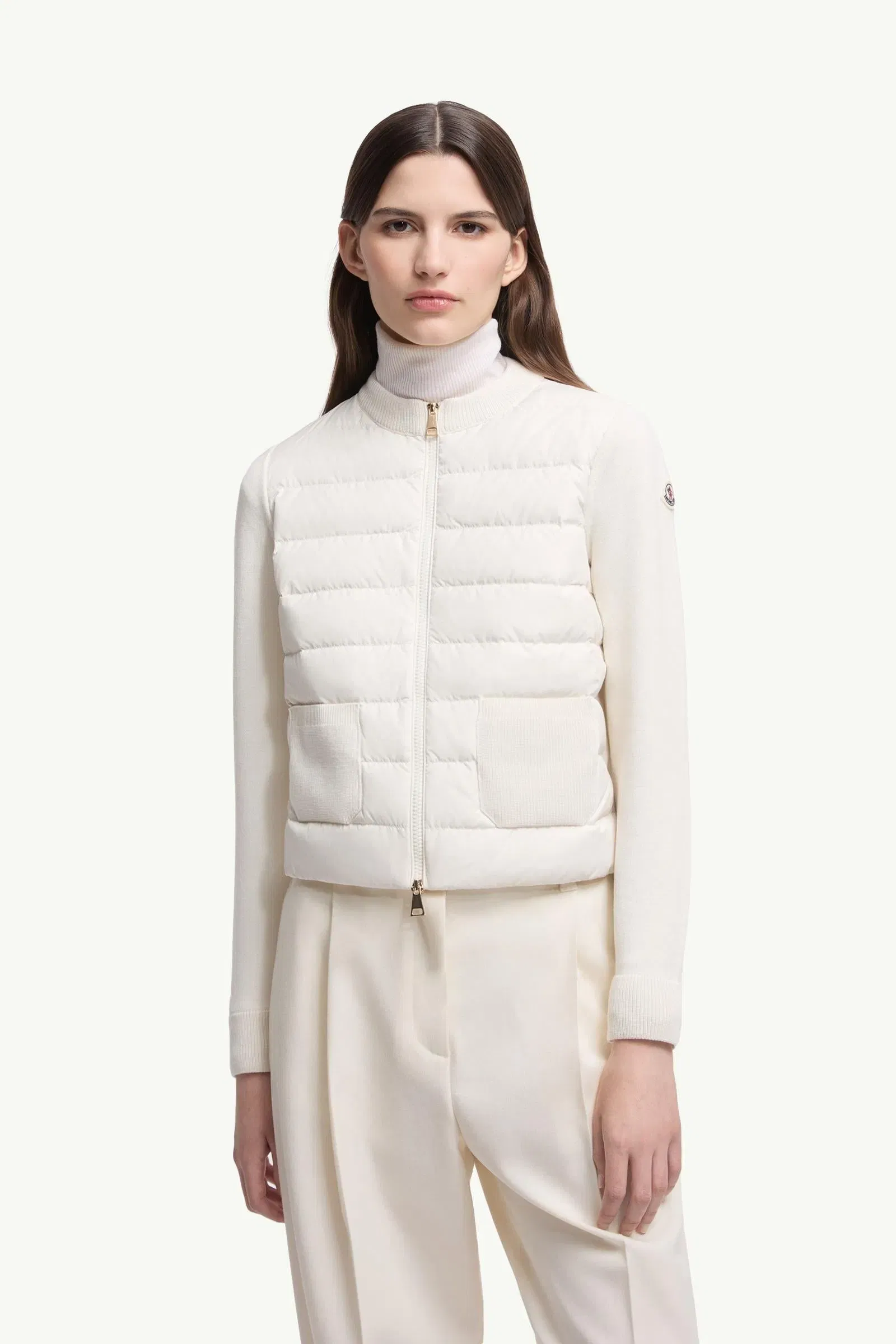 Moncler Wool Padded Zip-Up Cardigan White White